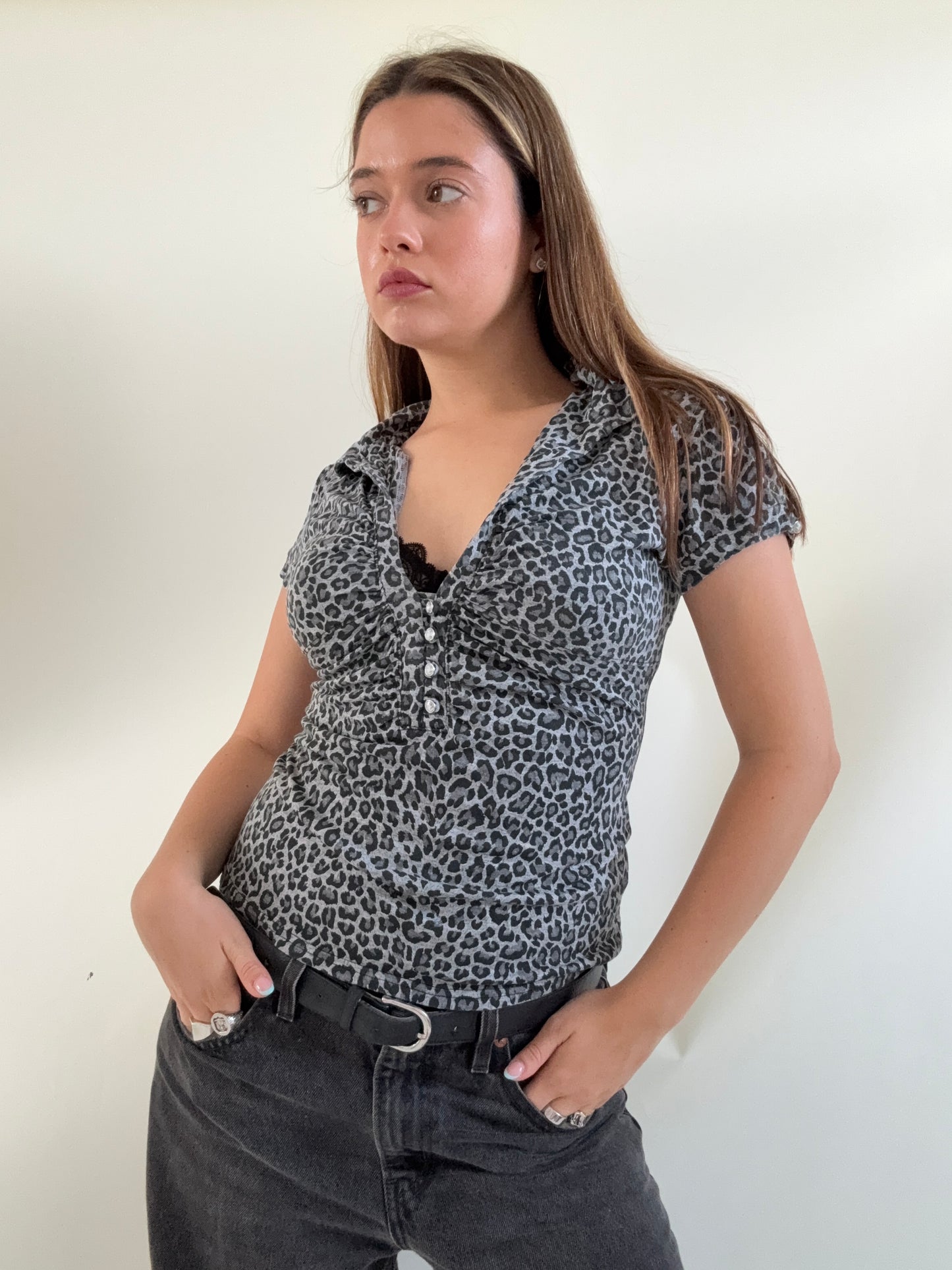 Jane Norman Tie Leopard Top (UK14)