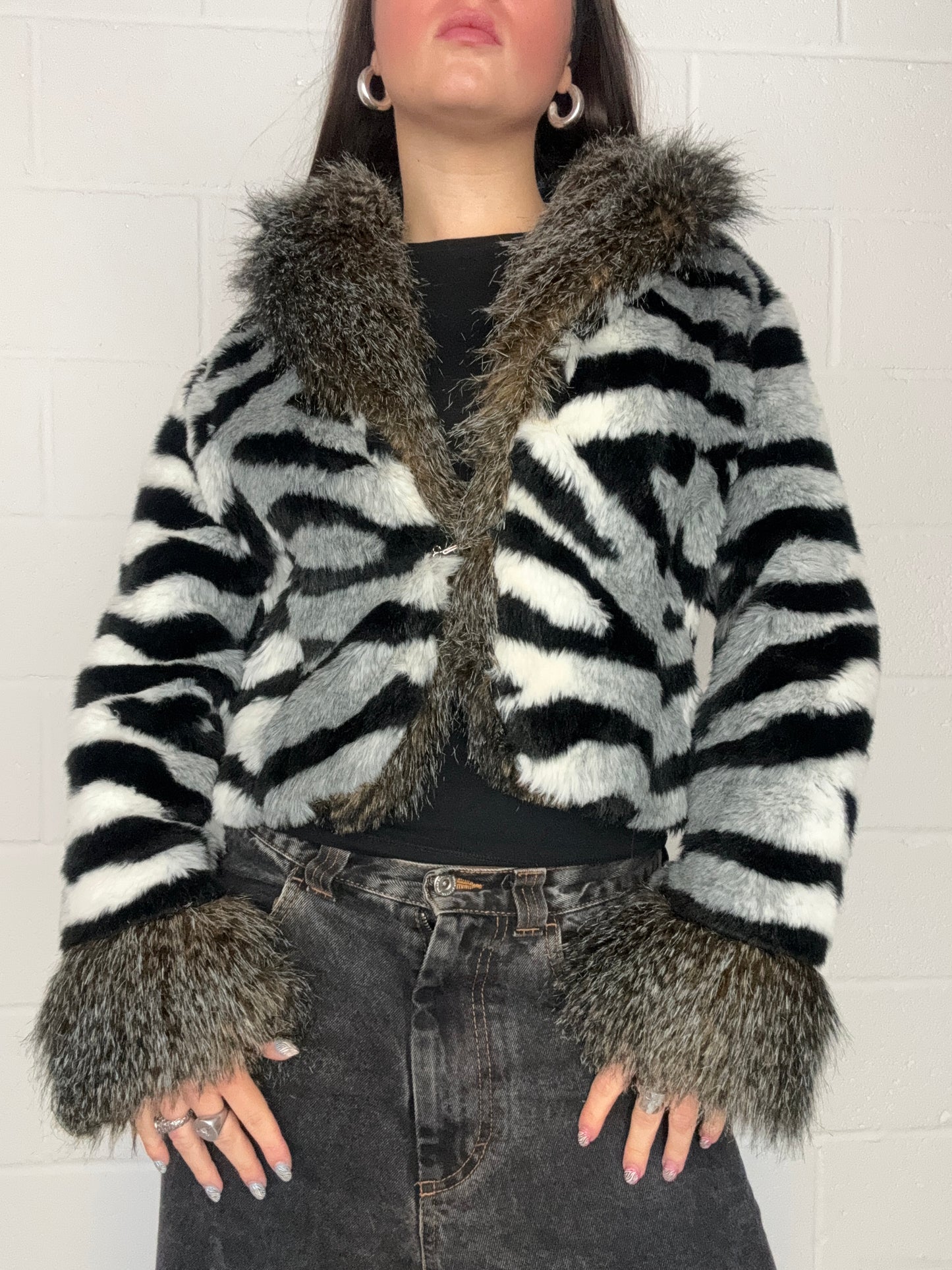 Zebra Faux Fur Jacket