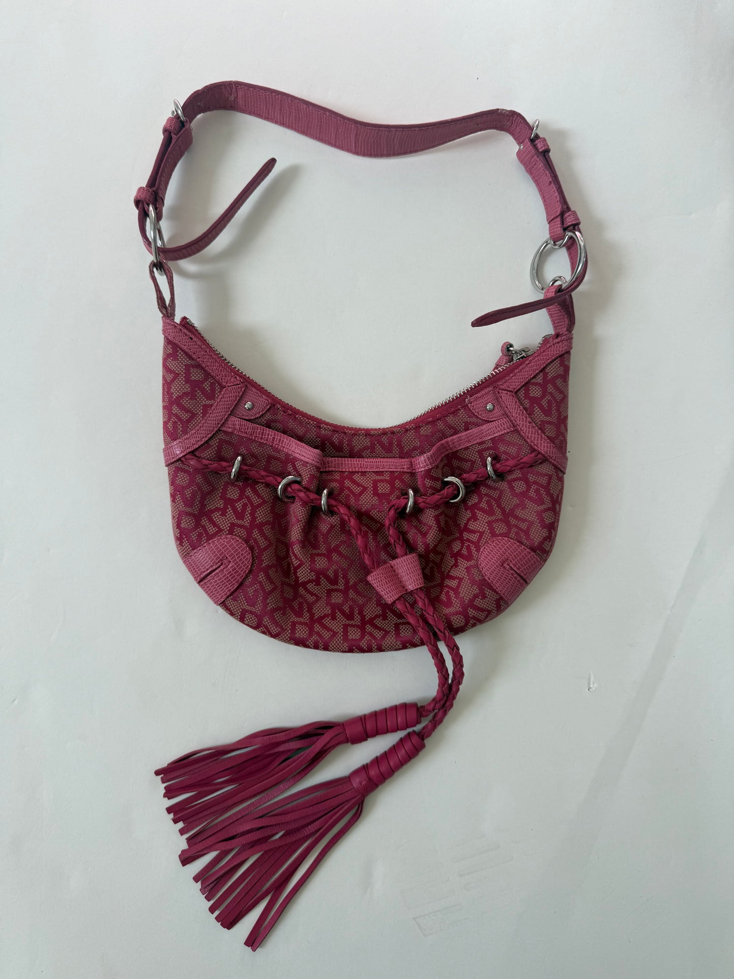 DKNY Pink Tassle Shoulder Bag
