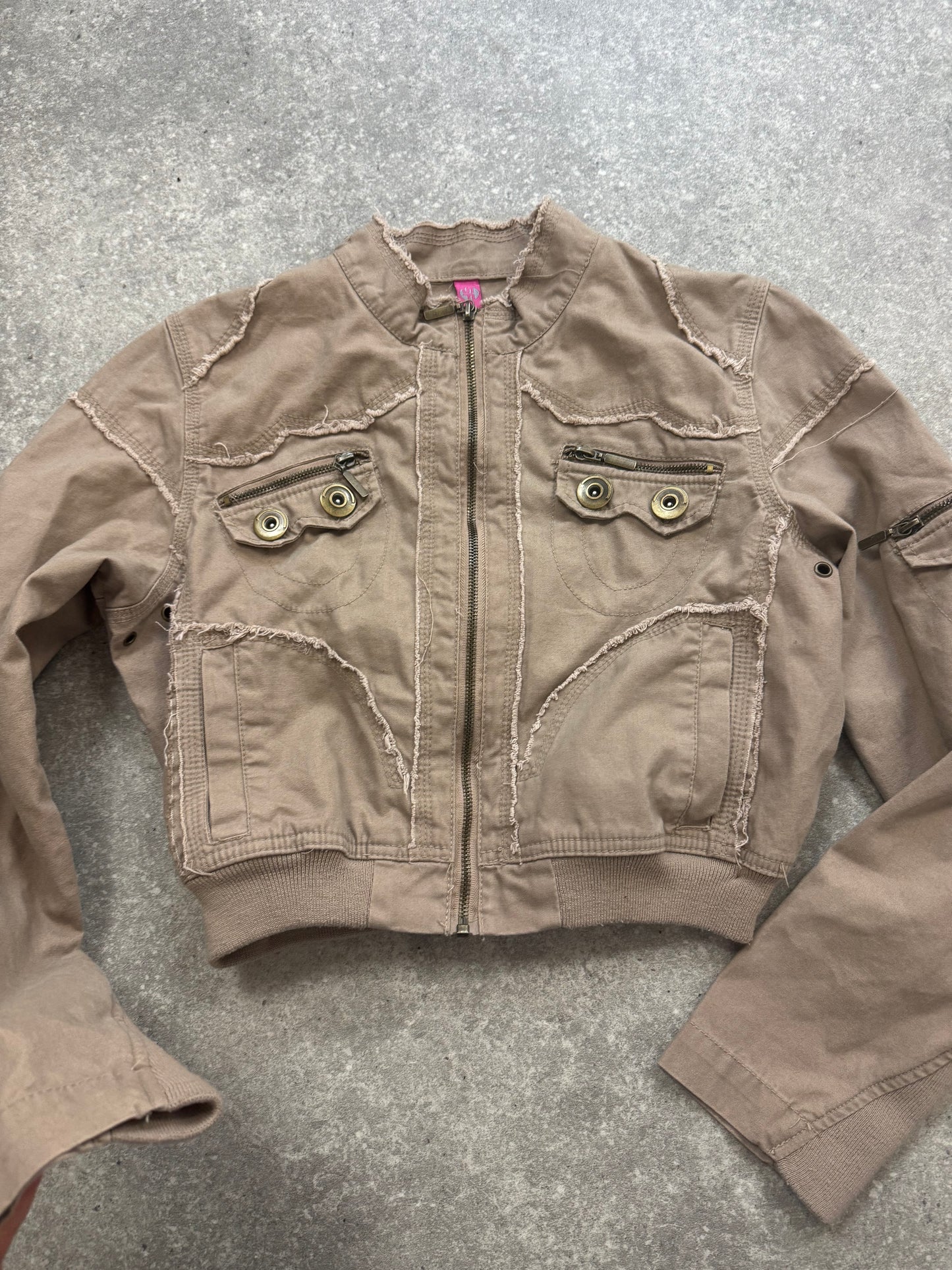 Y2K Cropped Cargo Jacket (UK12)