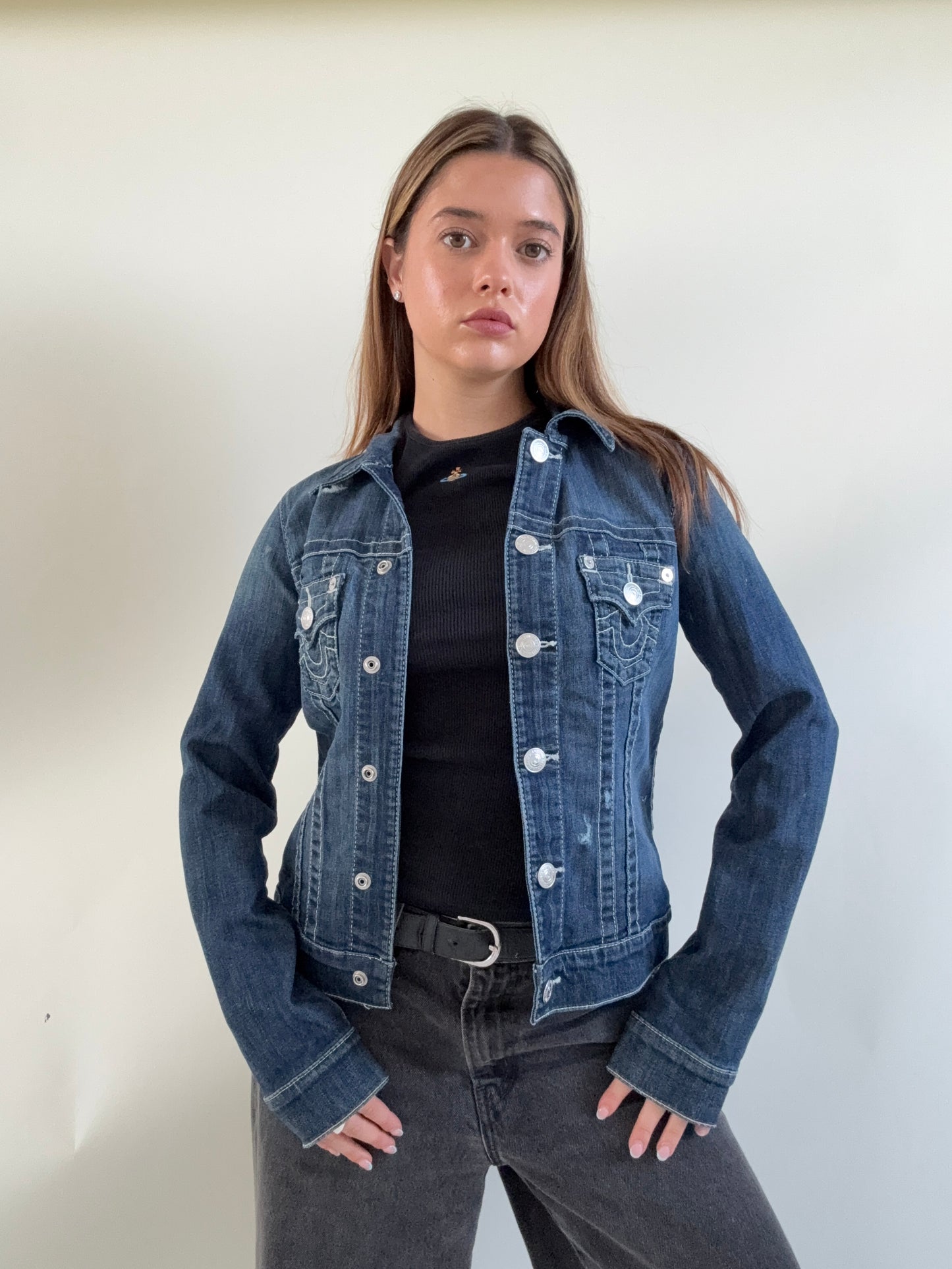 True Religion Denim Contrast Stitch Denim Jacket (S)