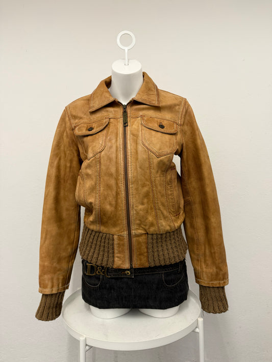 Leather Bomber Jacket (UK16)