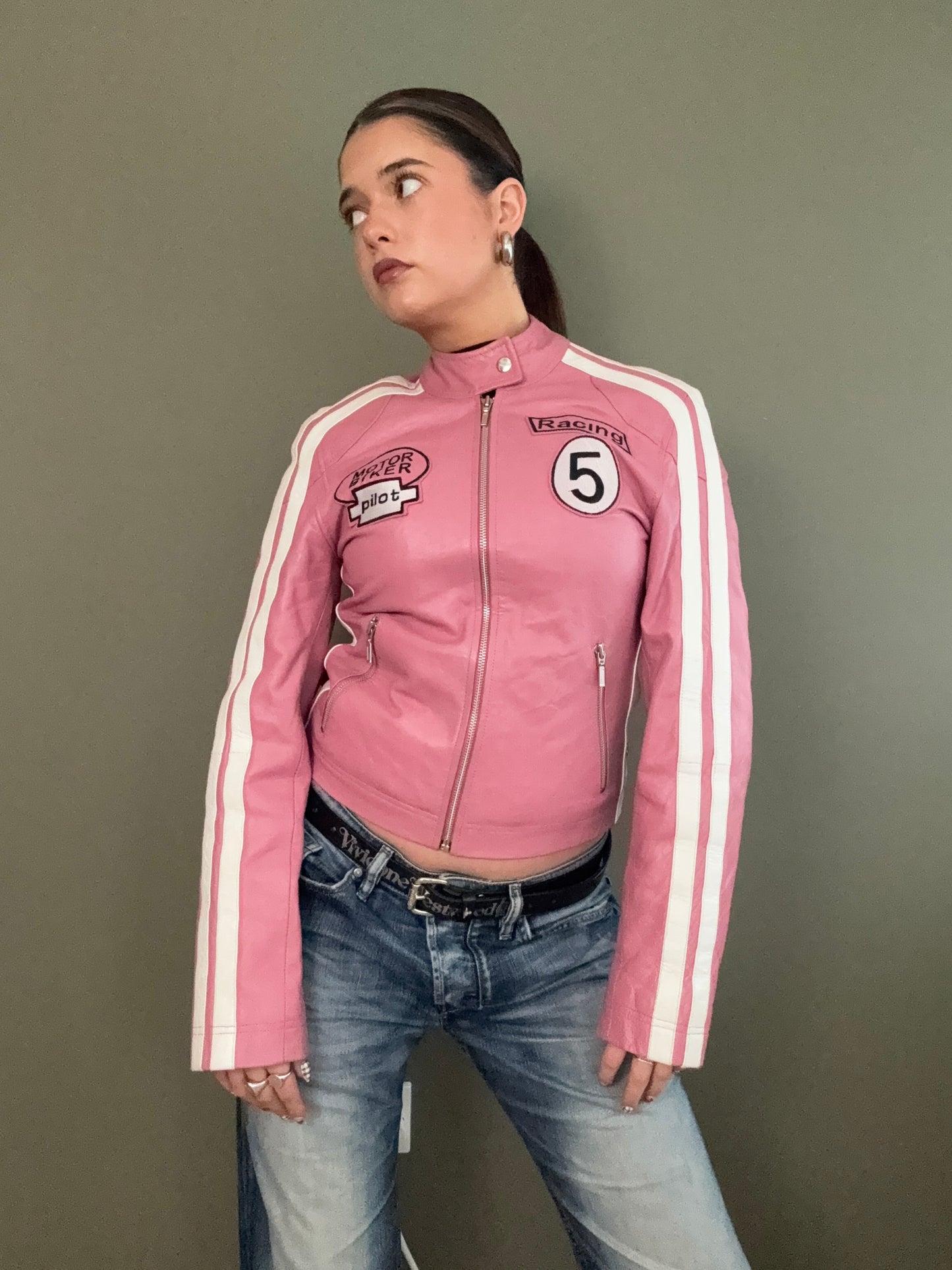 Pink Leather Jacket (UK10)