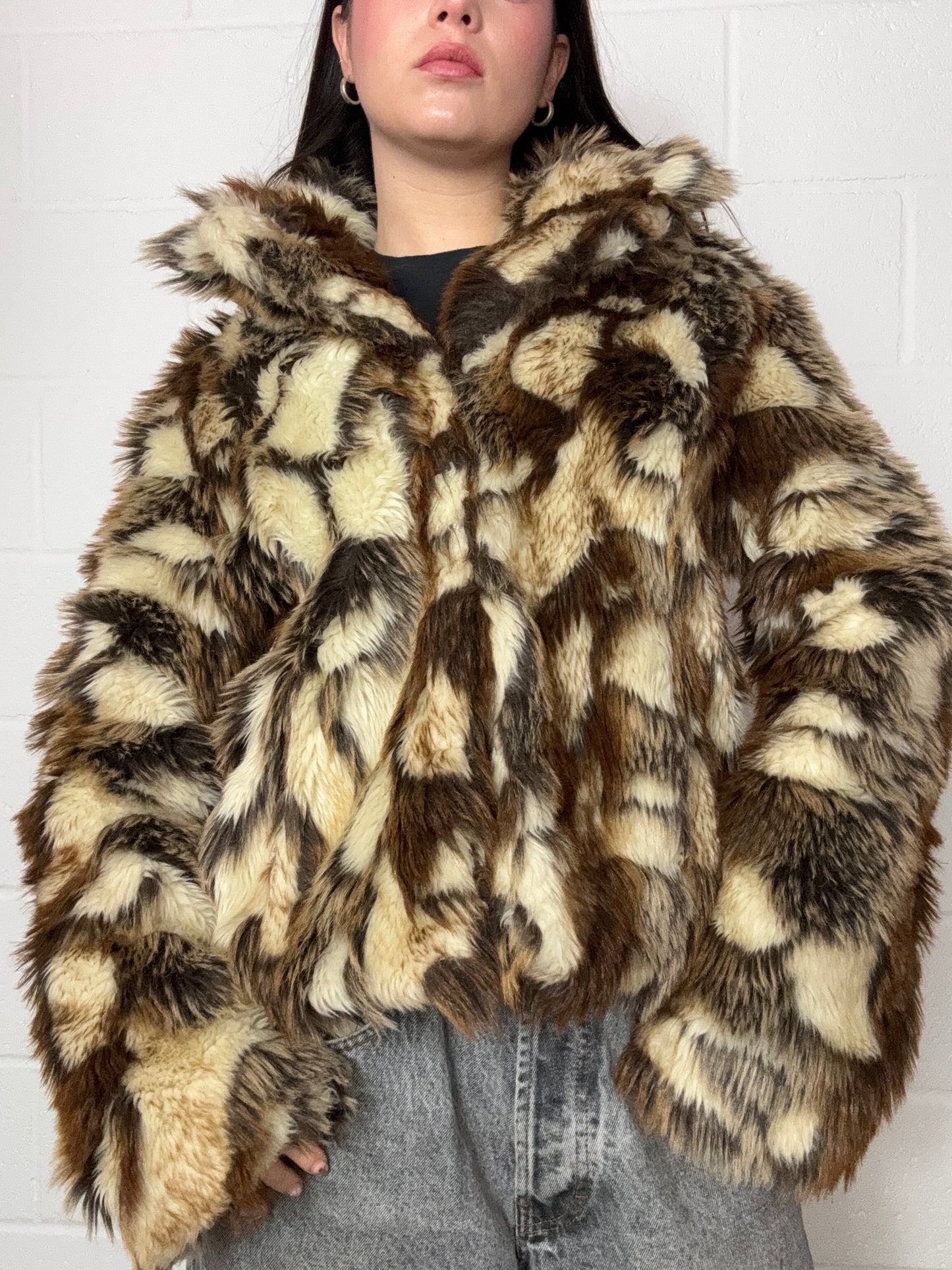 Faux Fur Patchwork Jacket (UK12)