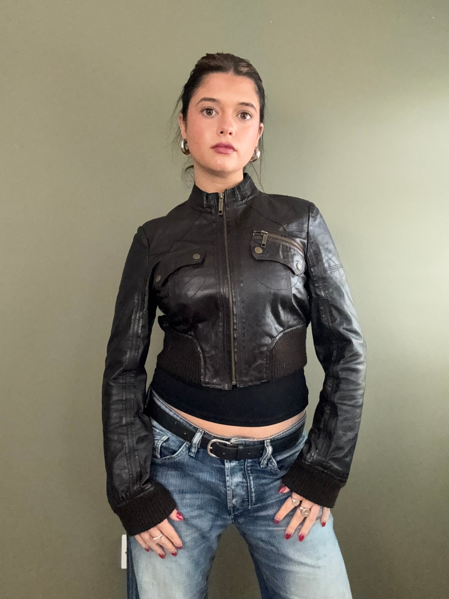 Cropped Leather Jacket (UK12)