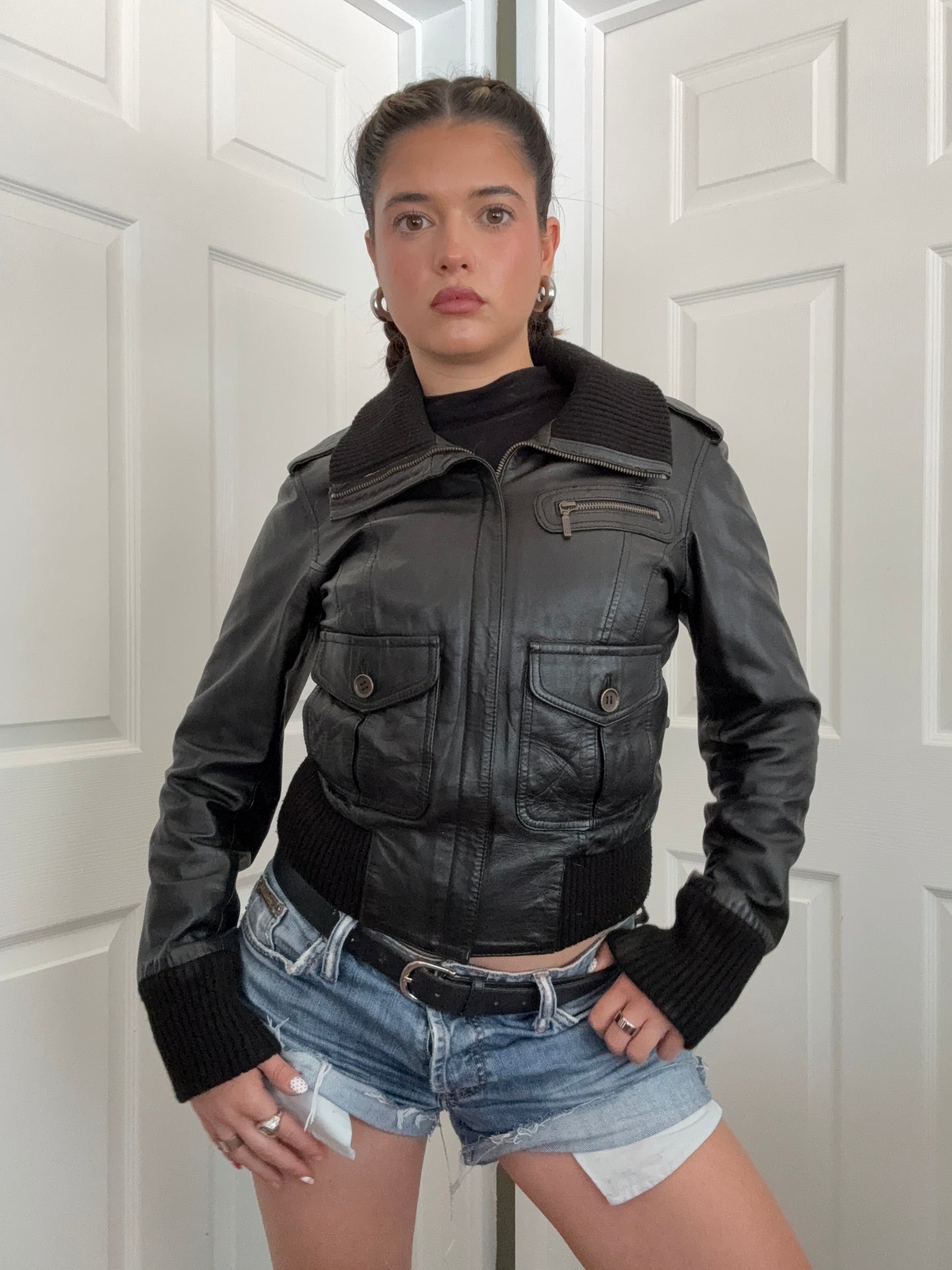 Leather Bomber Jacket (UK12)