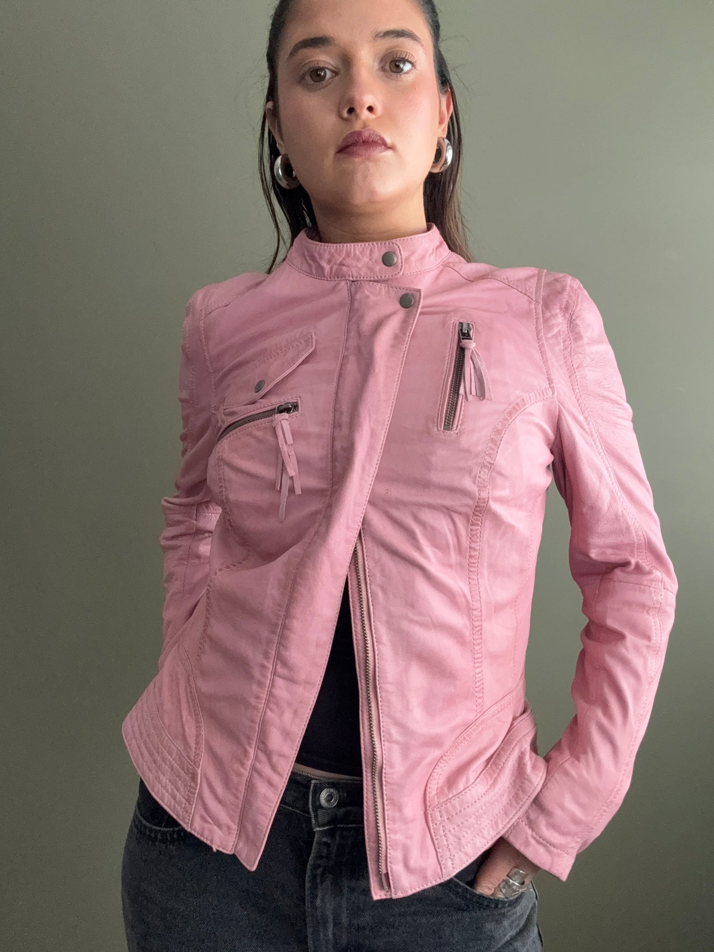 Pink Leather Jacket (UK12)