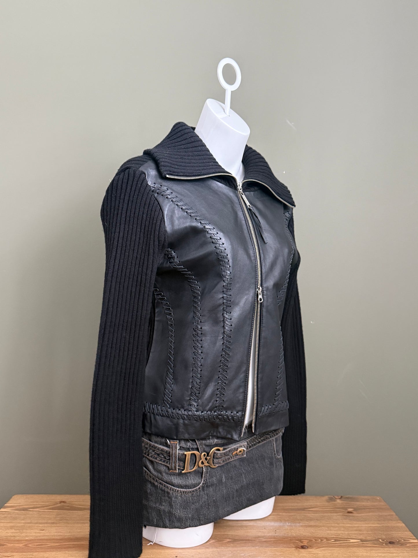 Knitted Leather Jacket (UK14)