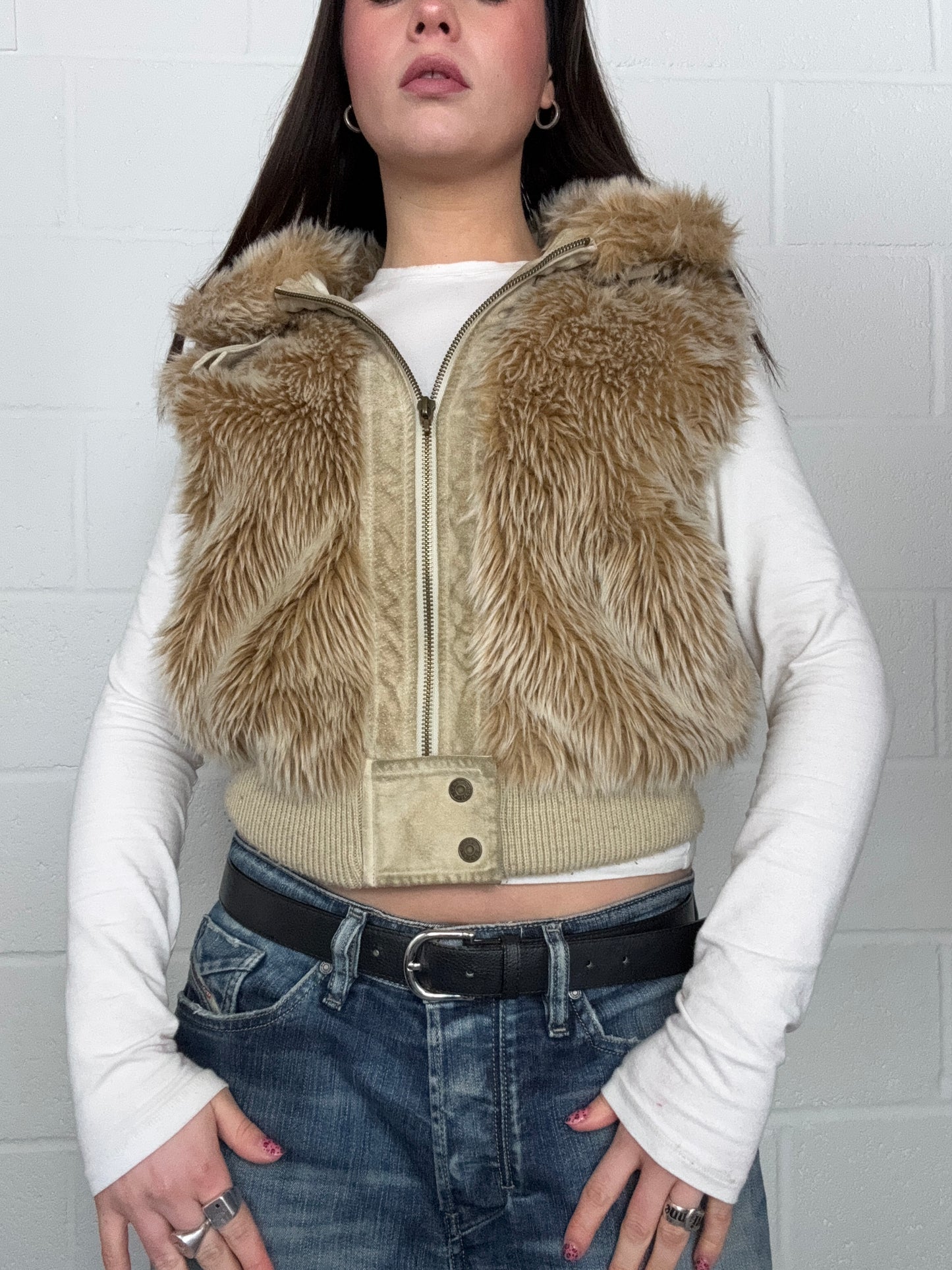 Y2K Faux Fur Gilet (UK14)