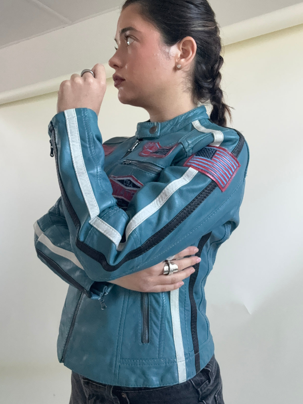 Aviatrix Leather Biker Jacket (S)