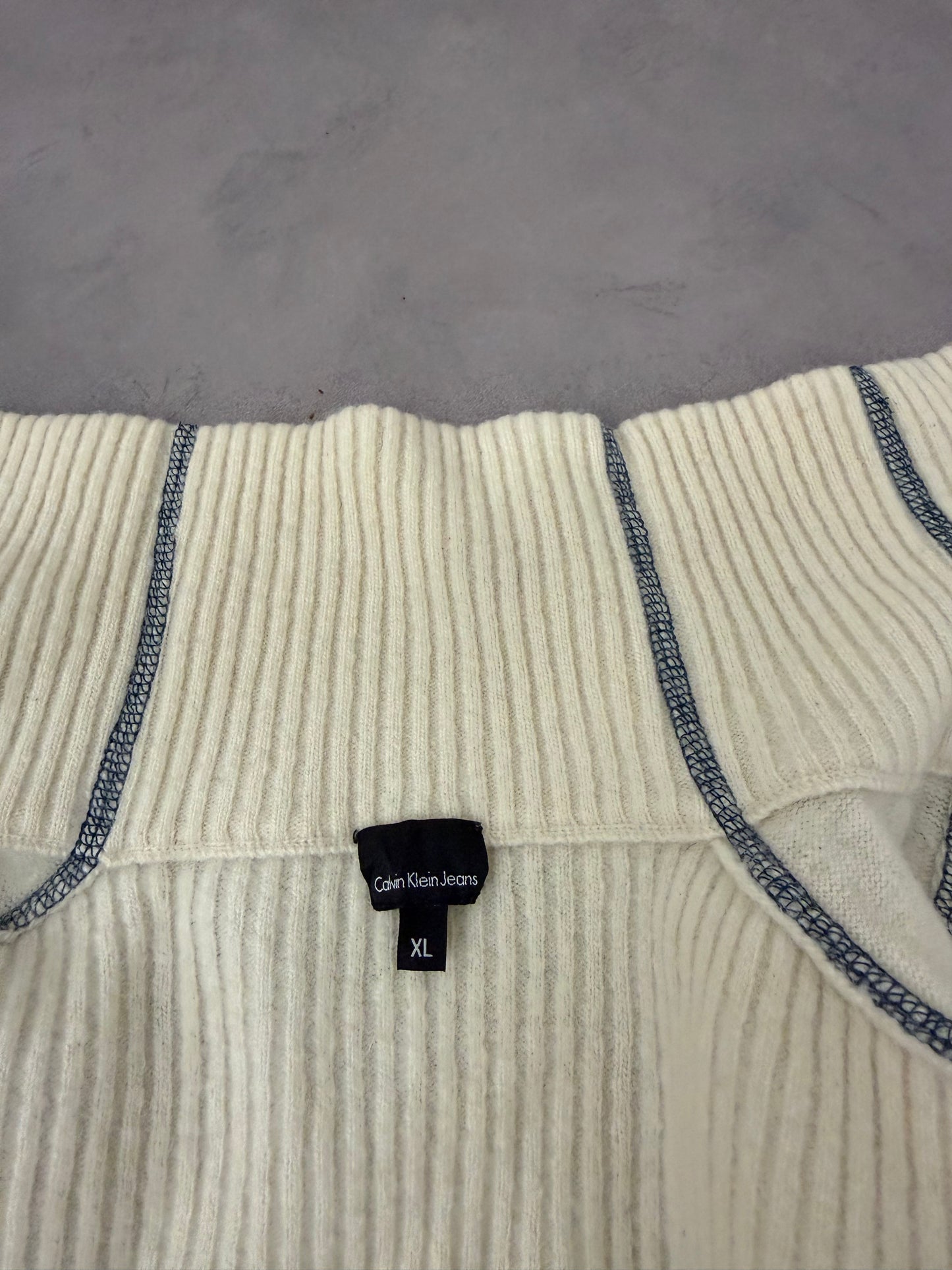 Calvin Klein Patchwork Wool Knit Jumper (XL)