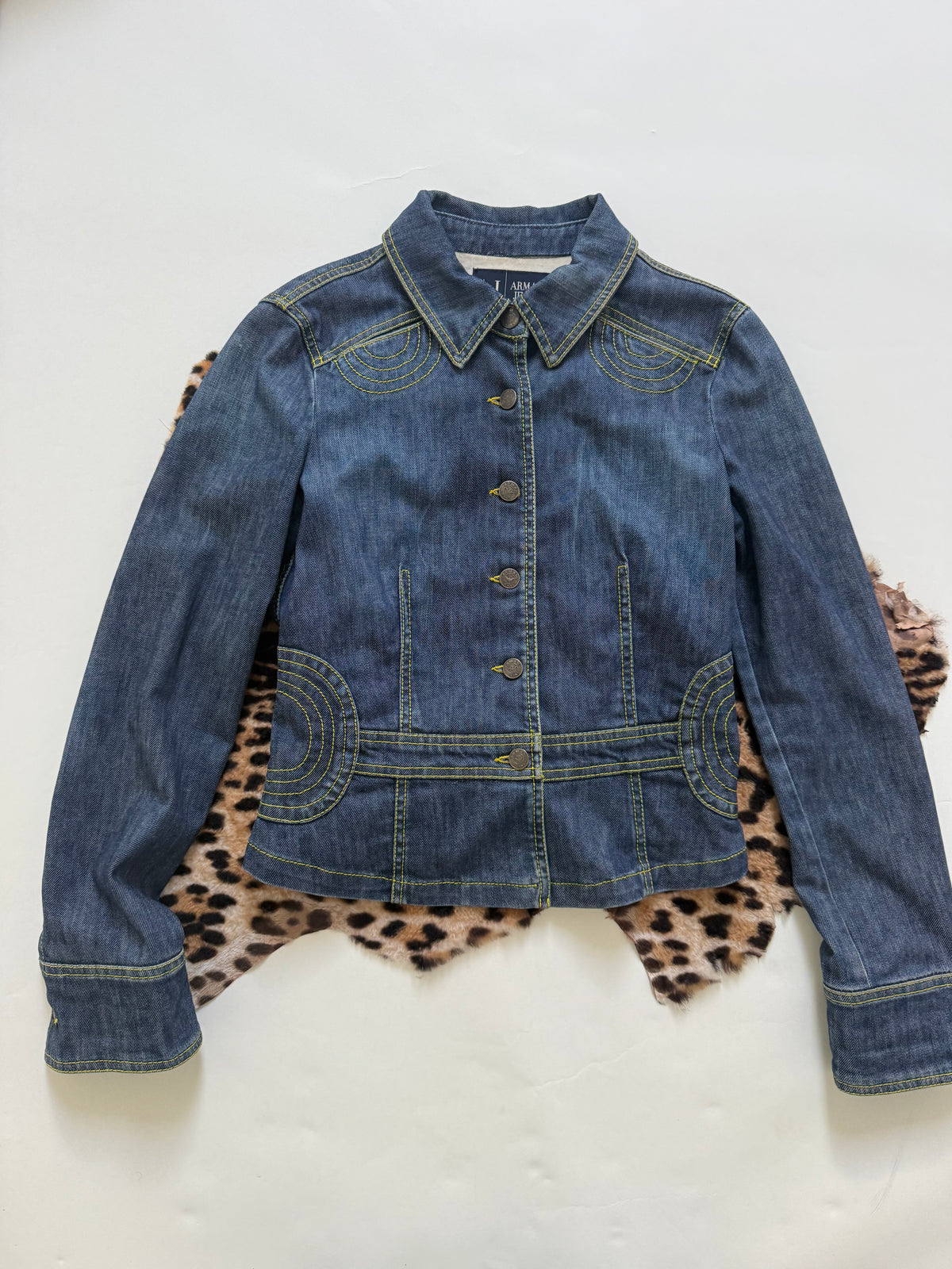 Vintage Armani Denim Military Style Jacket (UK14)