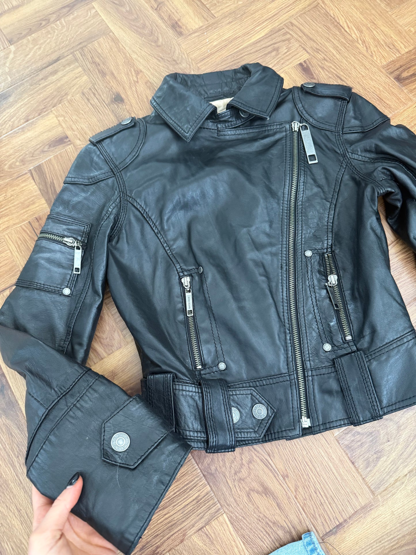 Leather Biker Jacket (UK8)