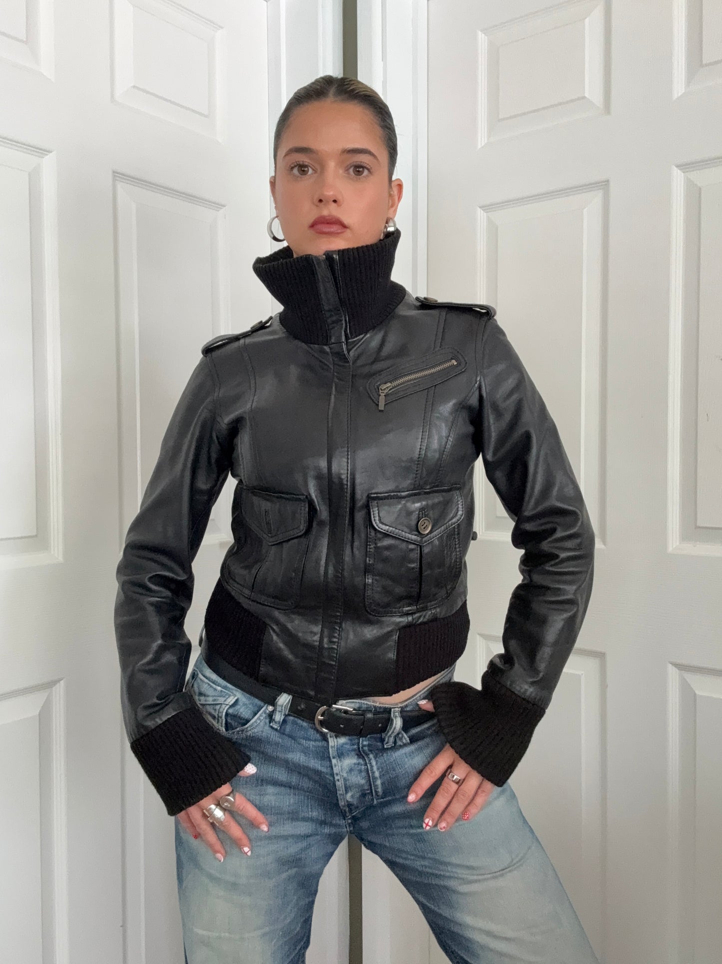 Leather Bomber Jacket (M)