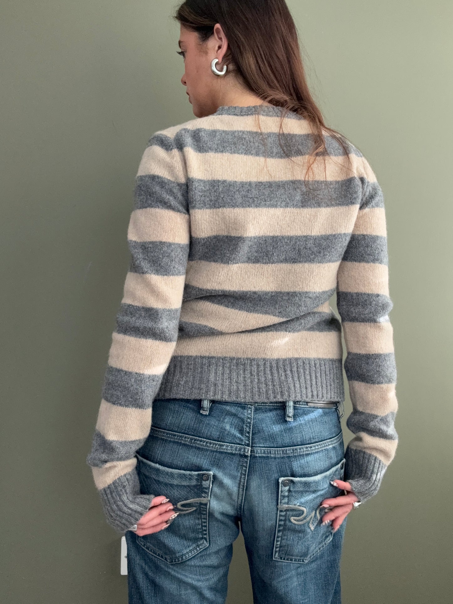 Striped Wool Cardigan (S)