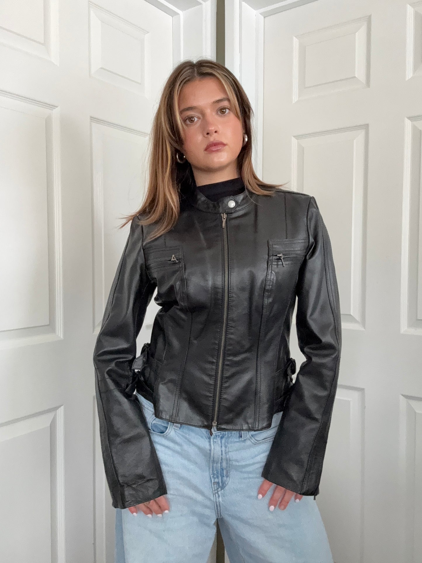 Fitted Leather Buckle Jacket (UK12)