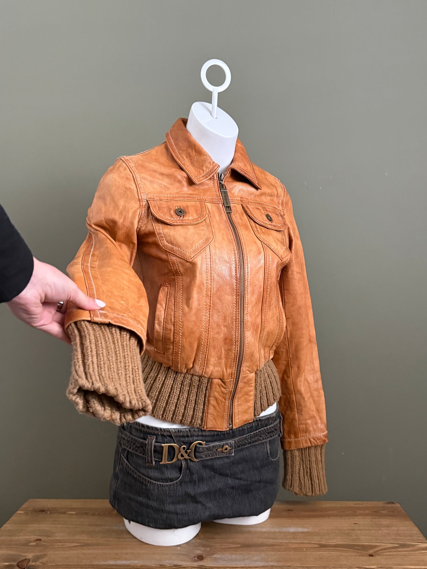 Vintage Leather Bomber Jacket (UK10)