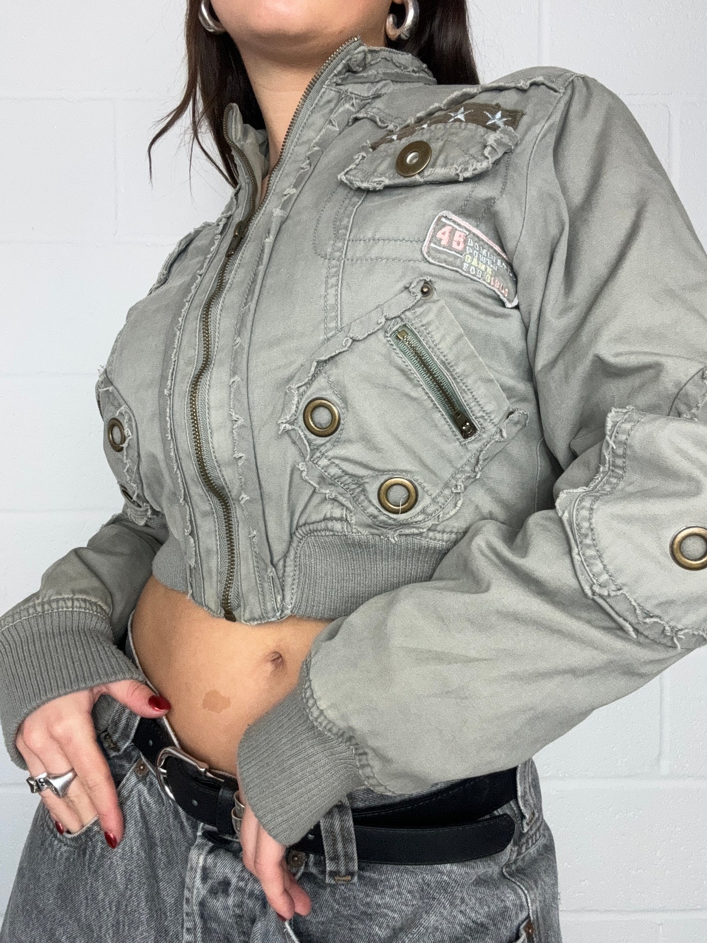 Y2K Cropped Utility Jacket