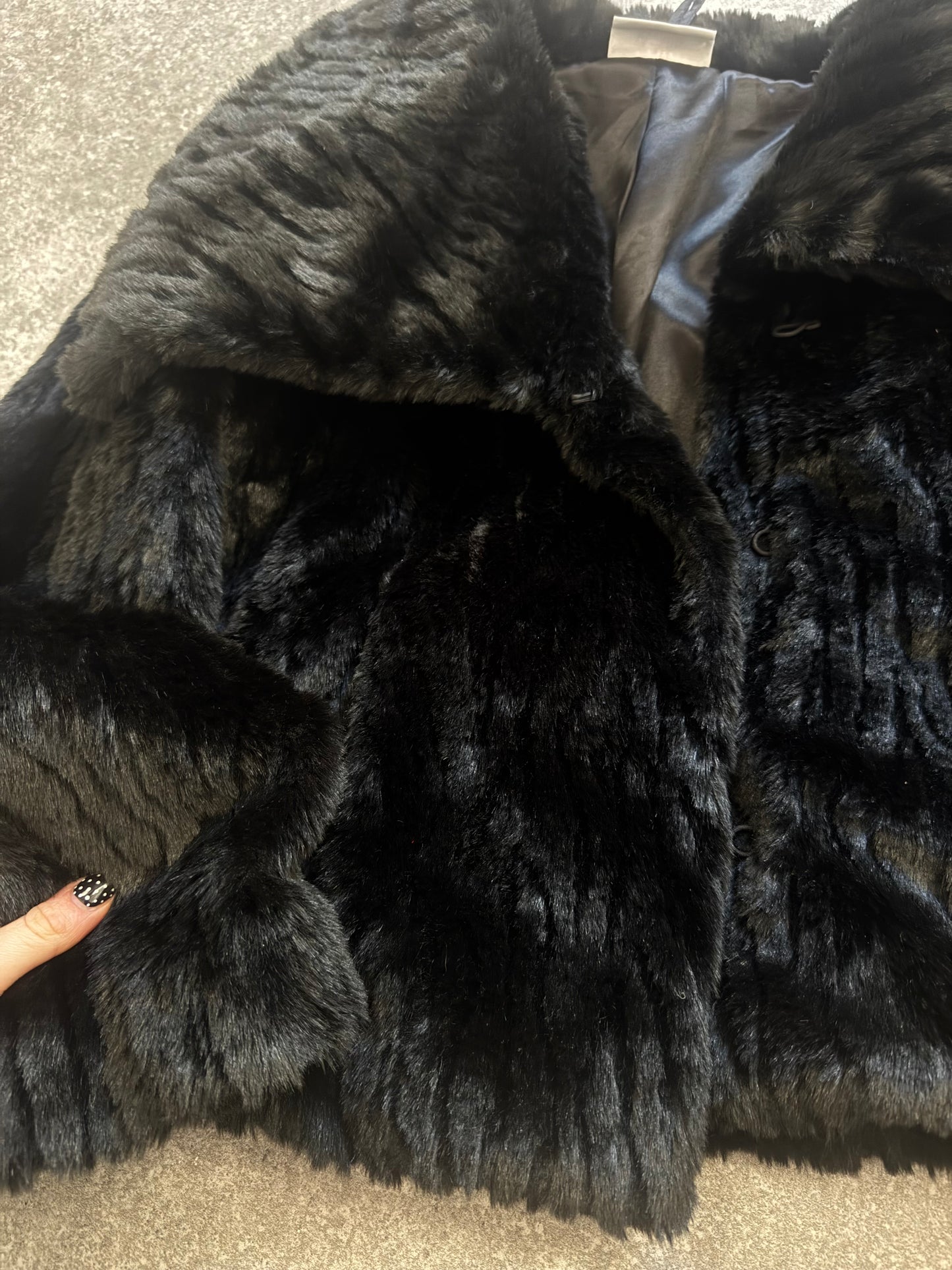 Black Faux Fur Jacket (S)