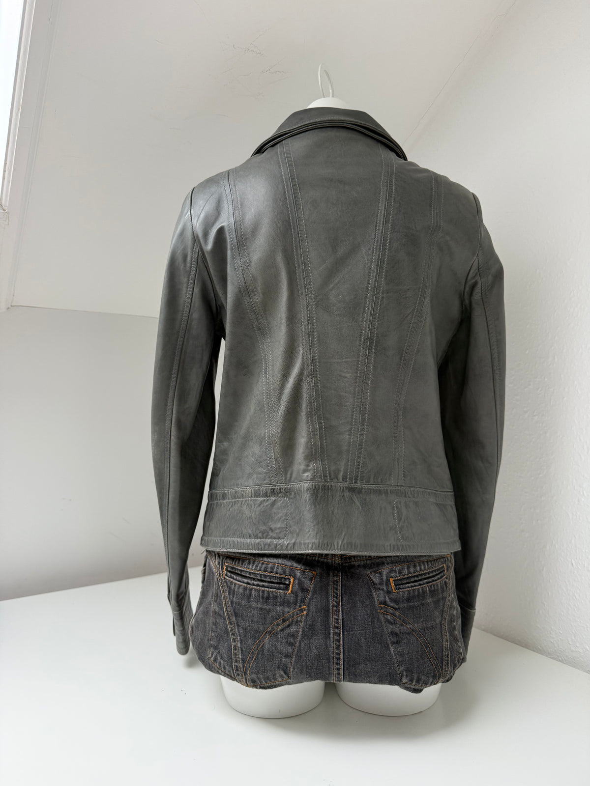 Vintage Leather Funnel Neck Jacket (XL)