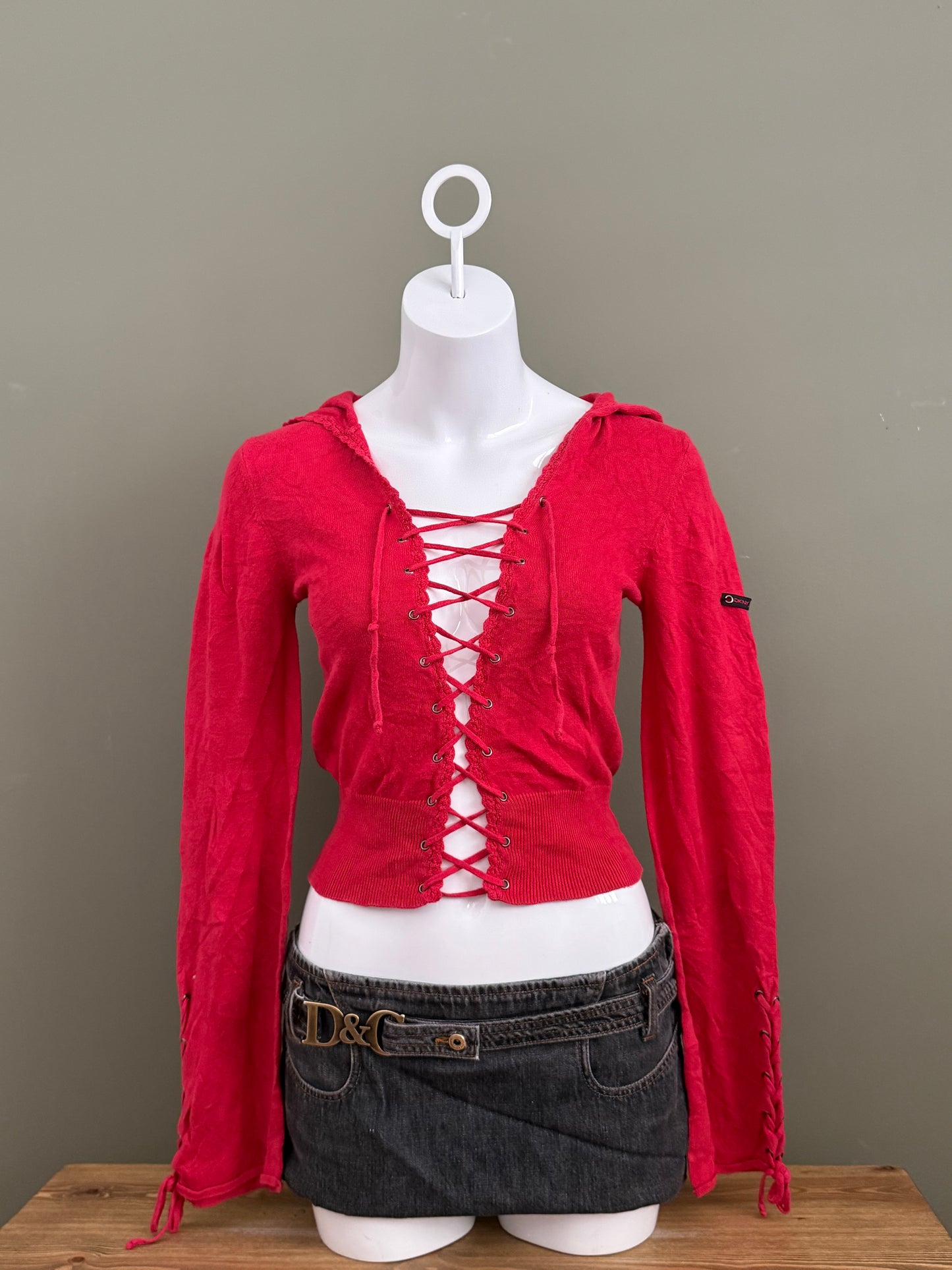 DKNY Hooded Lace Up Jumper (M)