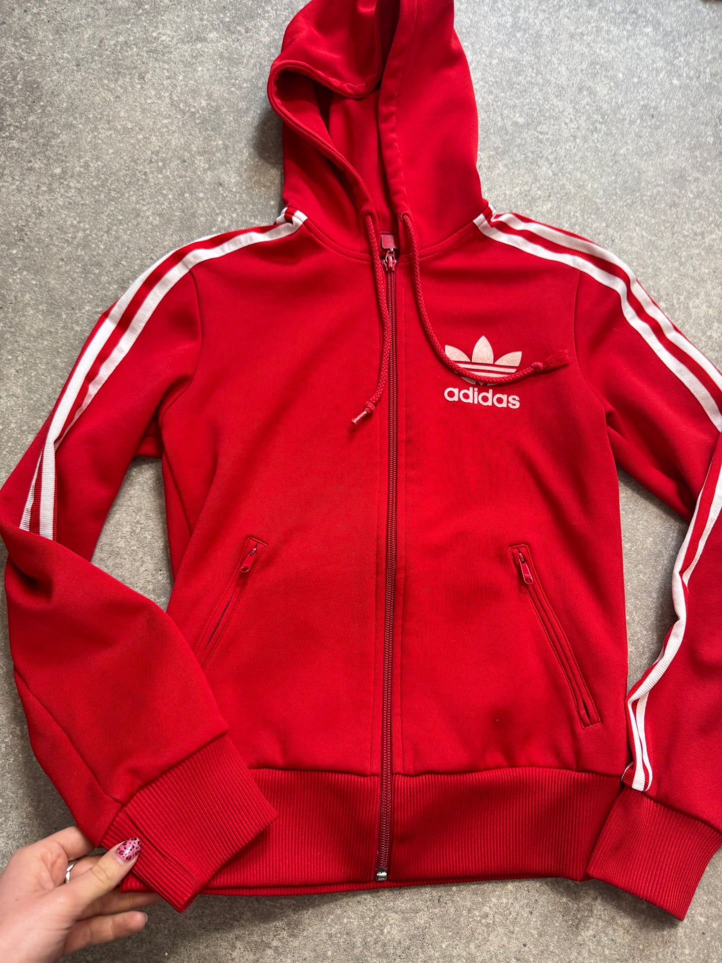 Red Adidas Hoodie (UK8)