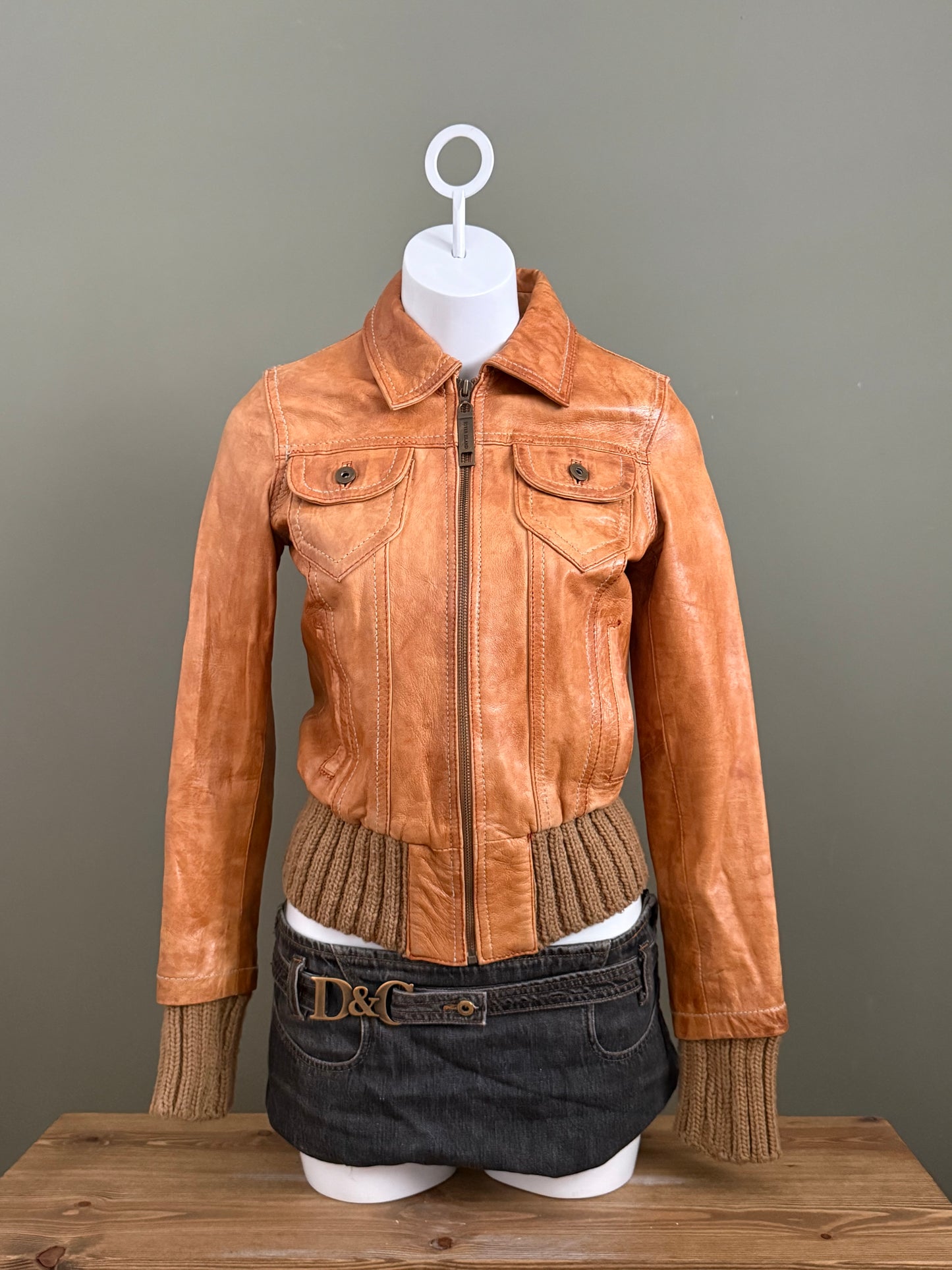 Vintage Leather Bomber Jacket (UK10)