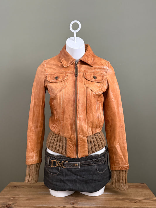 Vintage Leather Bomber Jacket (UK10)