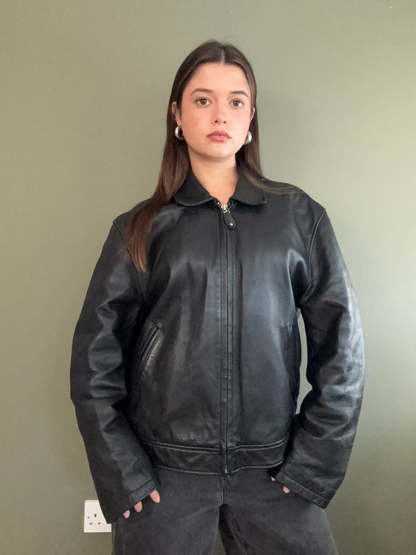 DKNY Leather Jacket (L)