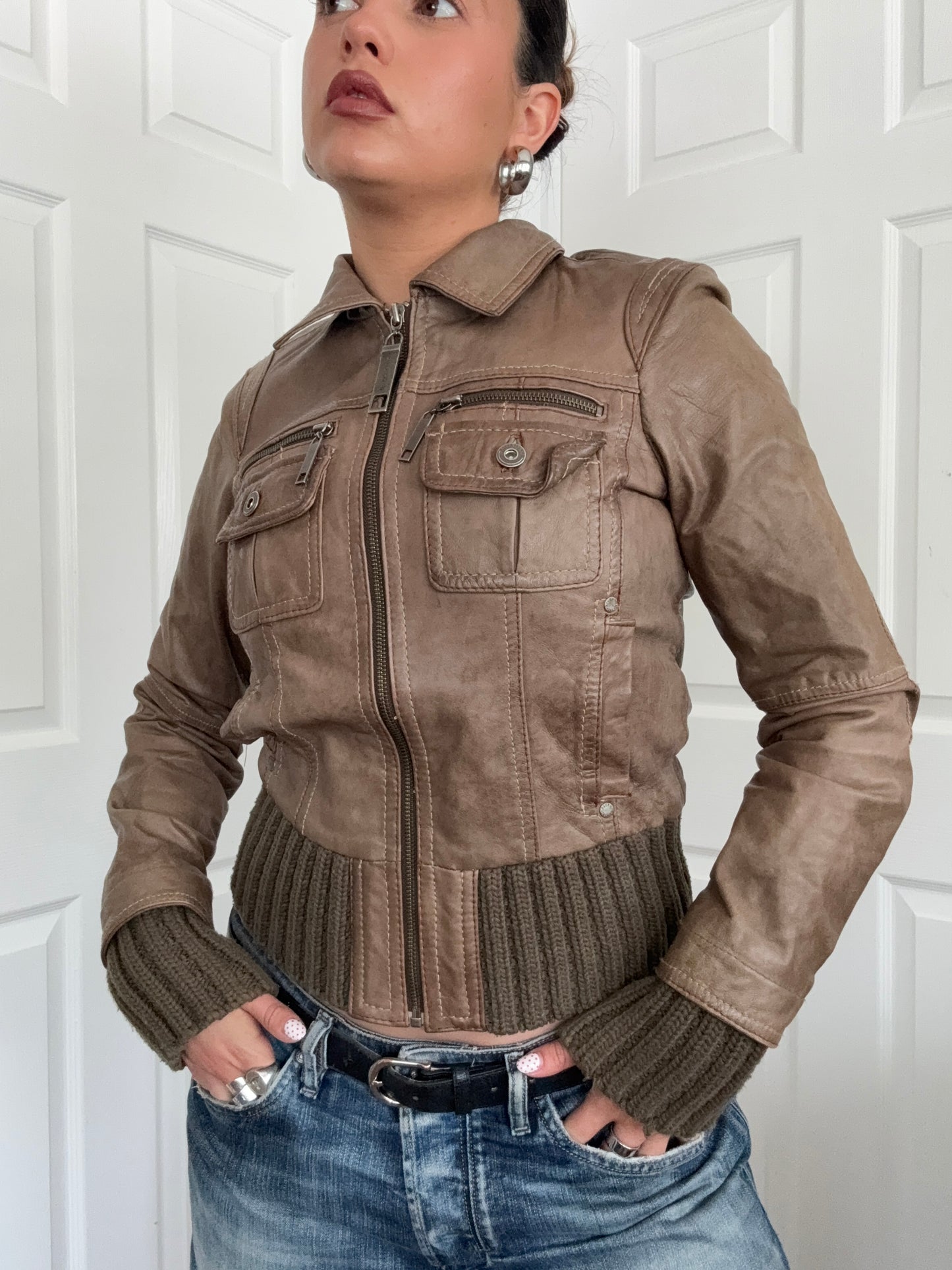 Leather Bomber Jacket (UK10)