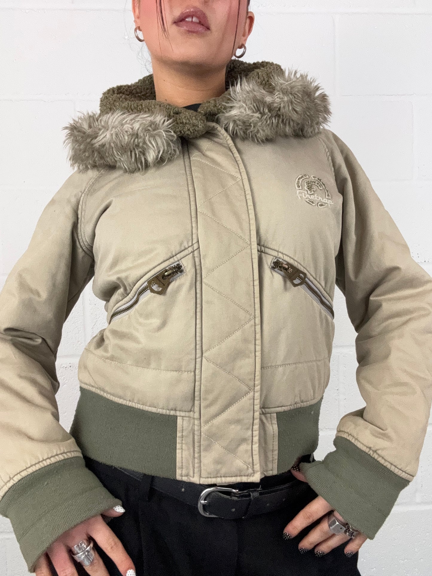 Khaki Firetrap Bomber Jacket (M)