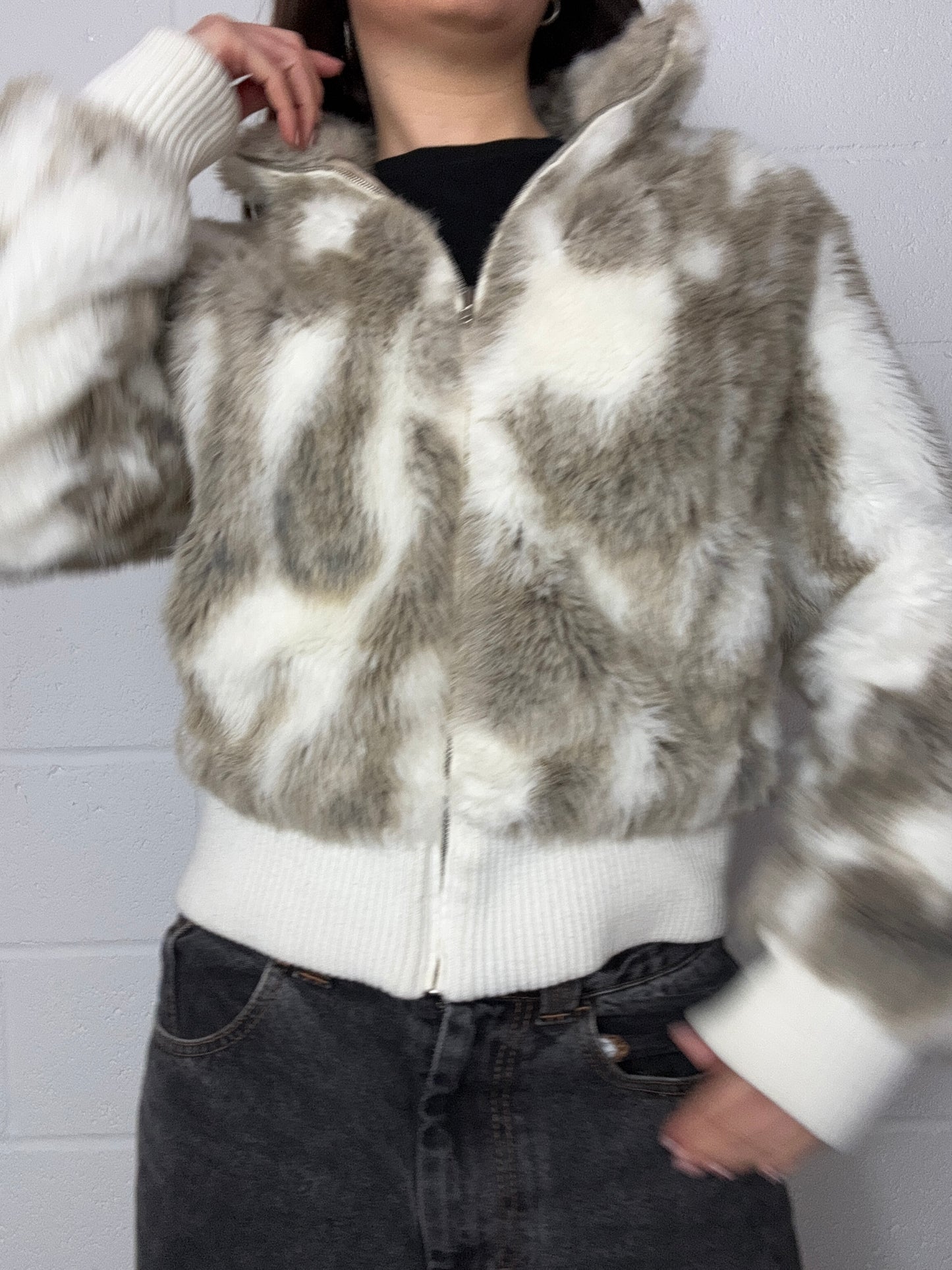 Faux Fur Bomber Jacket (UK10)