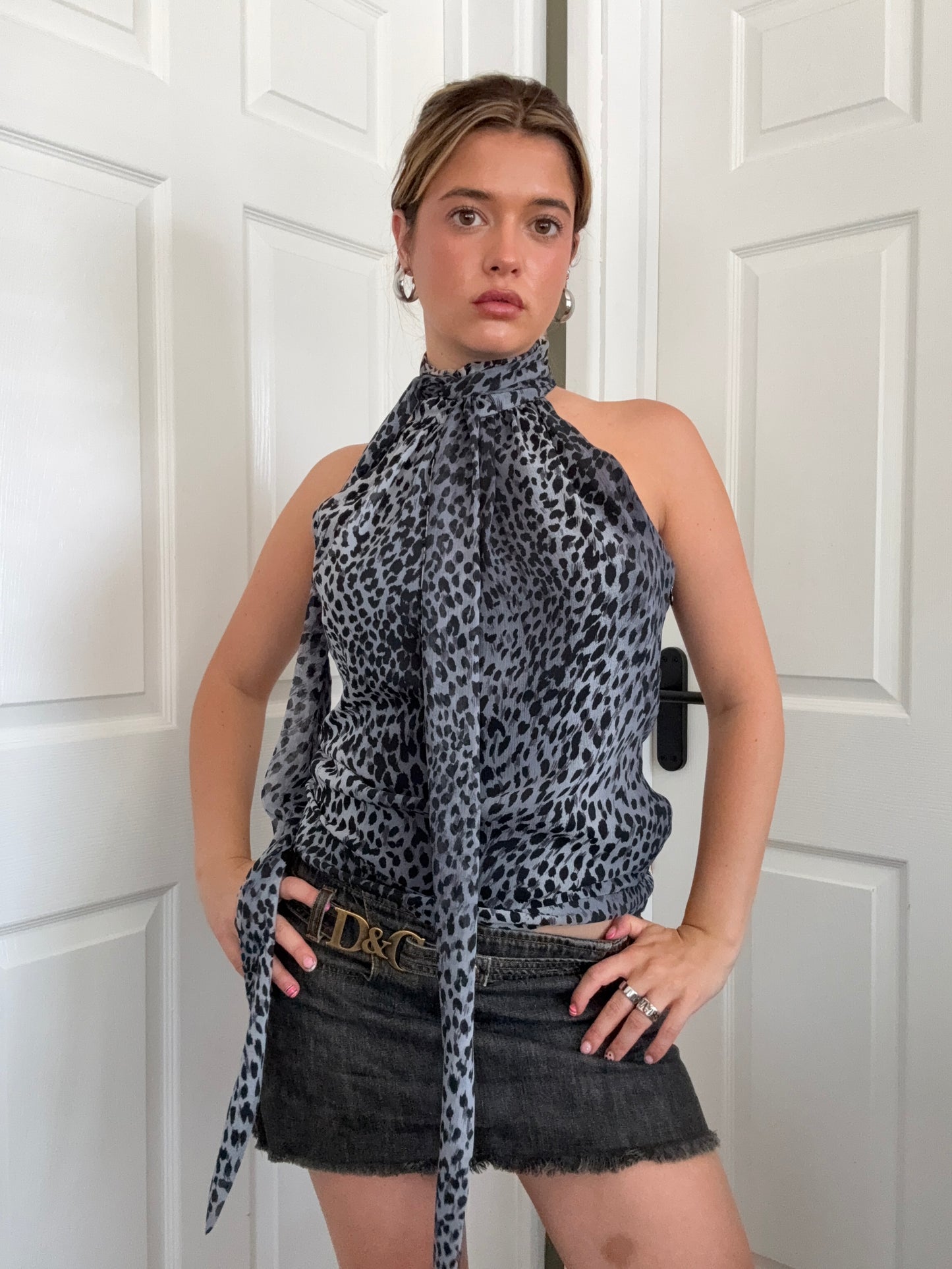 Karen Millen Leopard Halterneck Top (UK10)