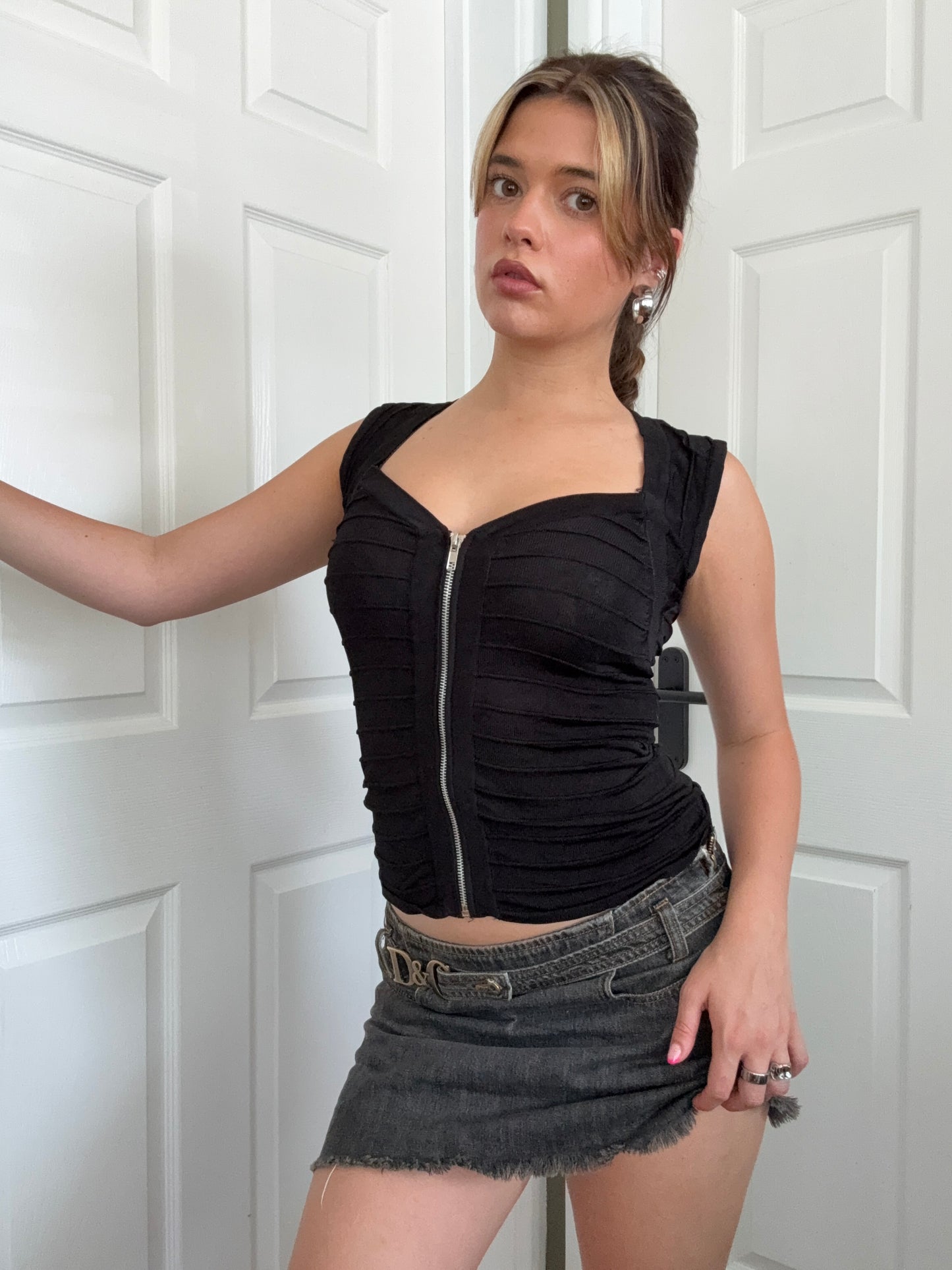 Jane Norman Zip Bandage Top (UK8)