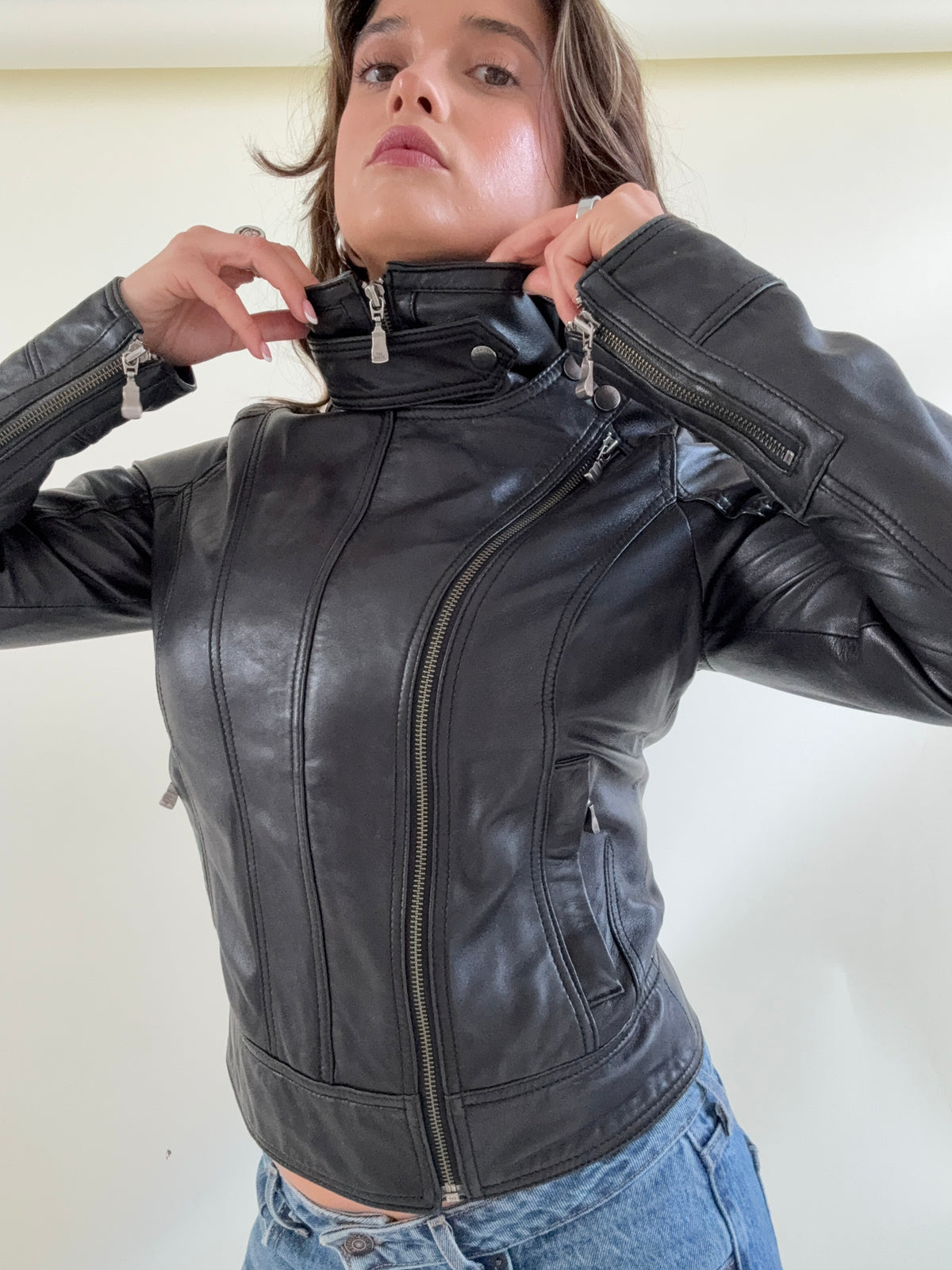 Ted Baker Fitted Leather Jacket (S)
