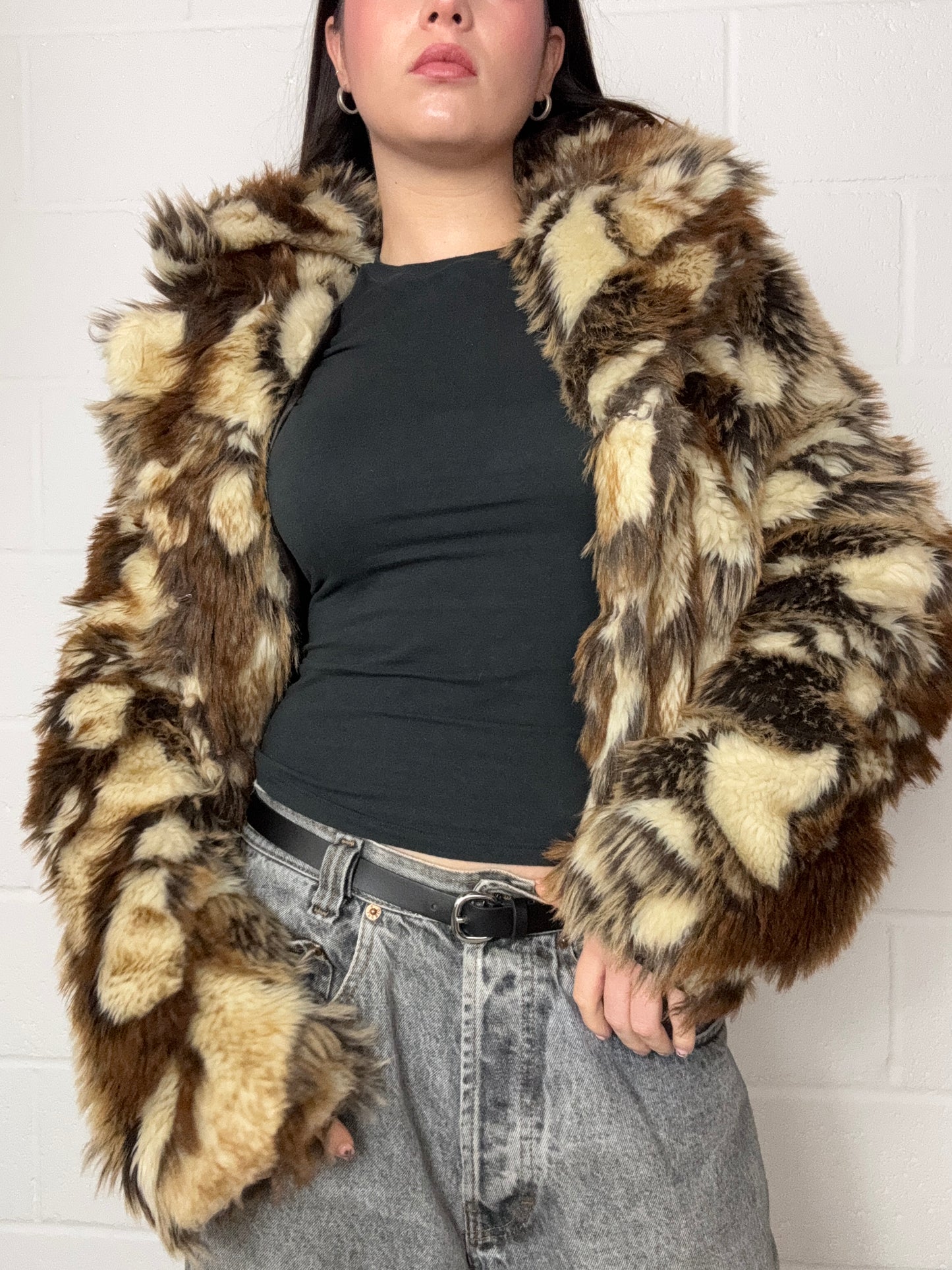 Faux Fur Patchwork Jacket (UK12)