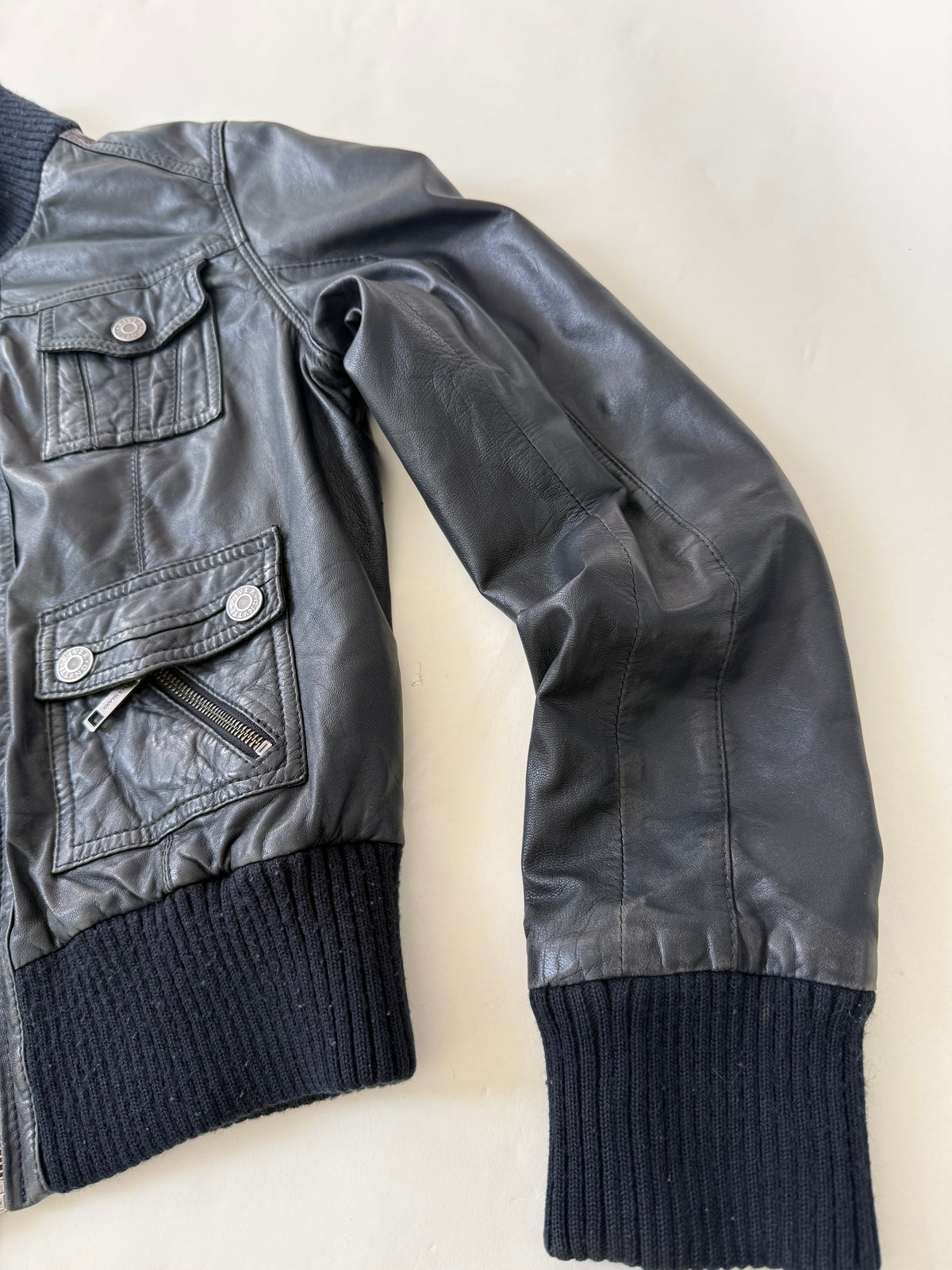 Vintage Leather Cargo Jacket (UK12)
