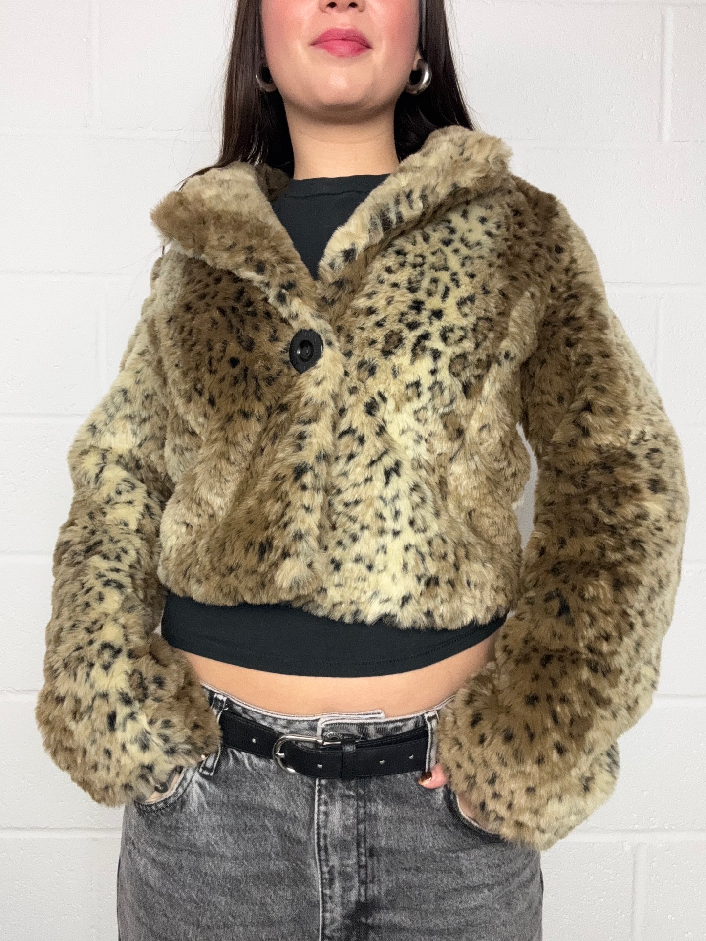 Lipsy Leopard Faux Fur Jacket (UK10)