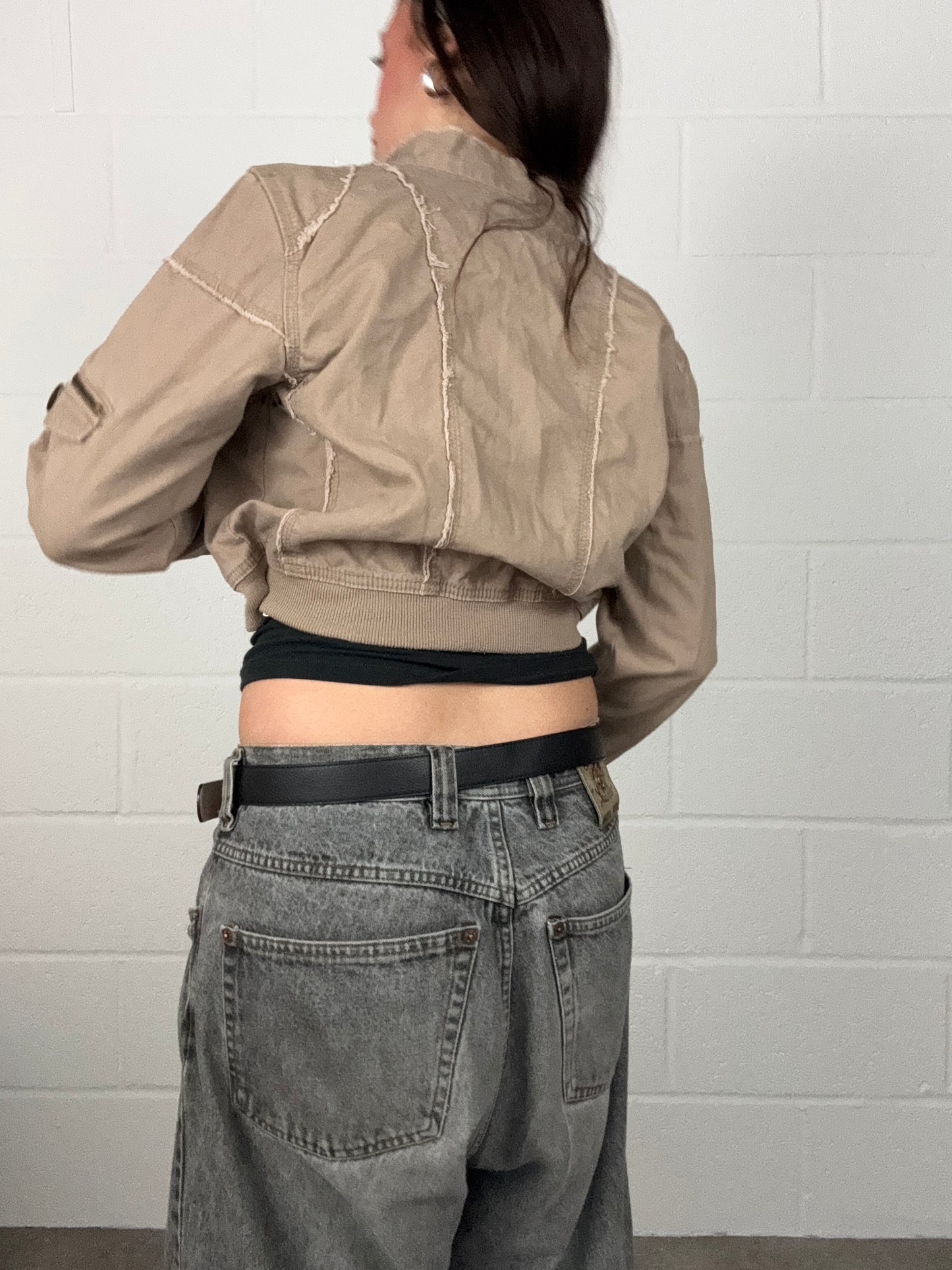 Y2K Cropped Cargo Jacket (UK12)