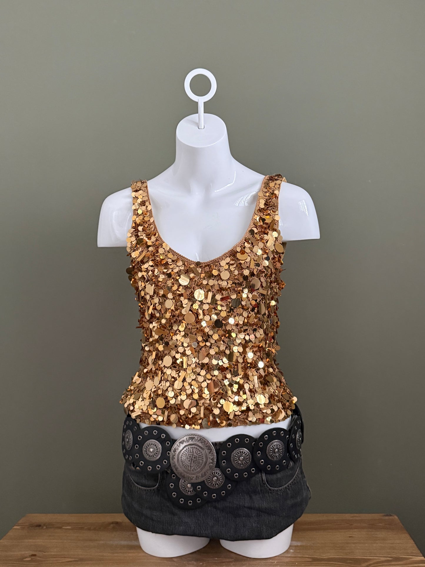 Leather Studded Circle Belt (M)