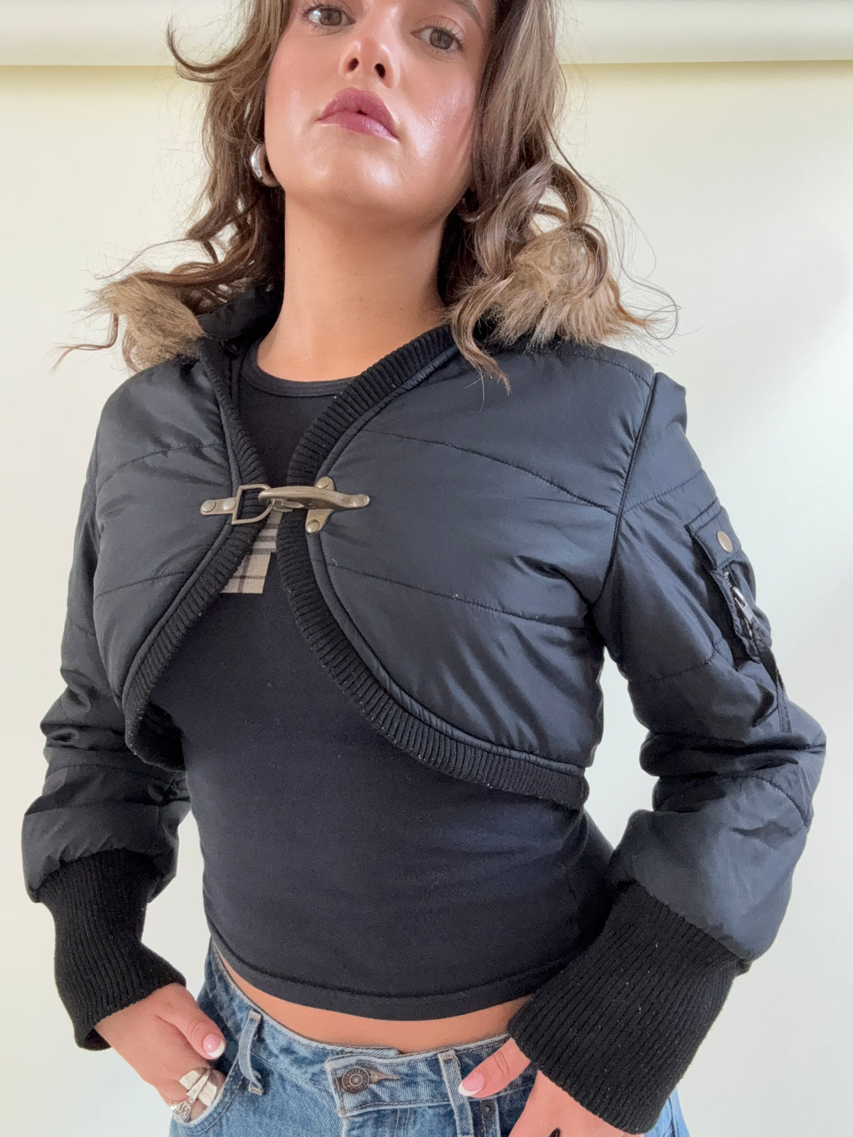Cropped Y2K Puffer Jacket (M)