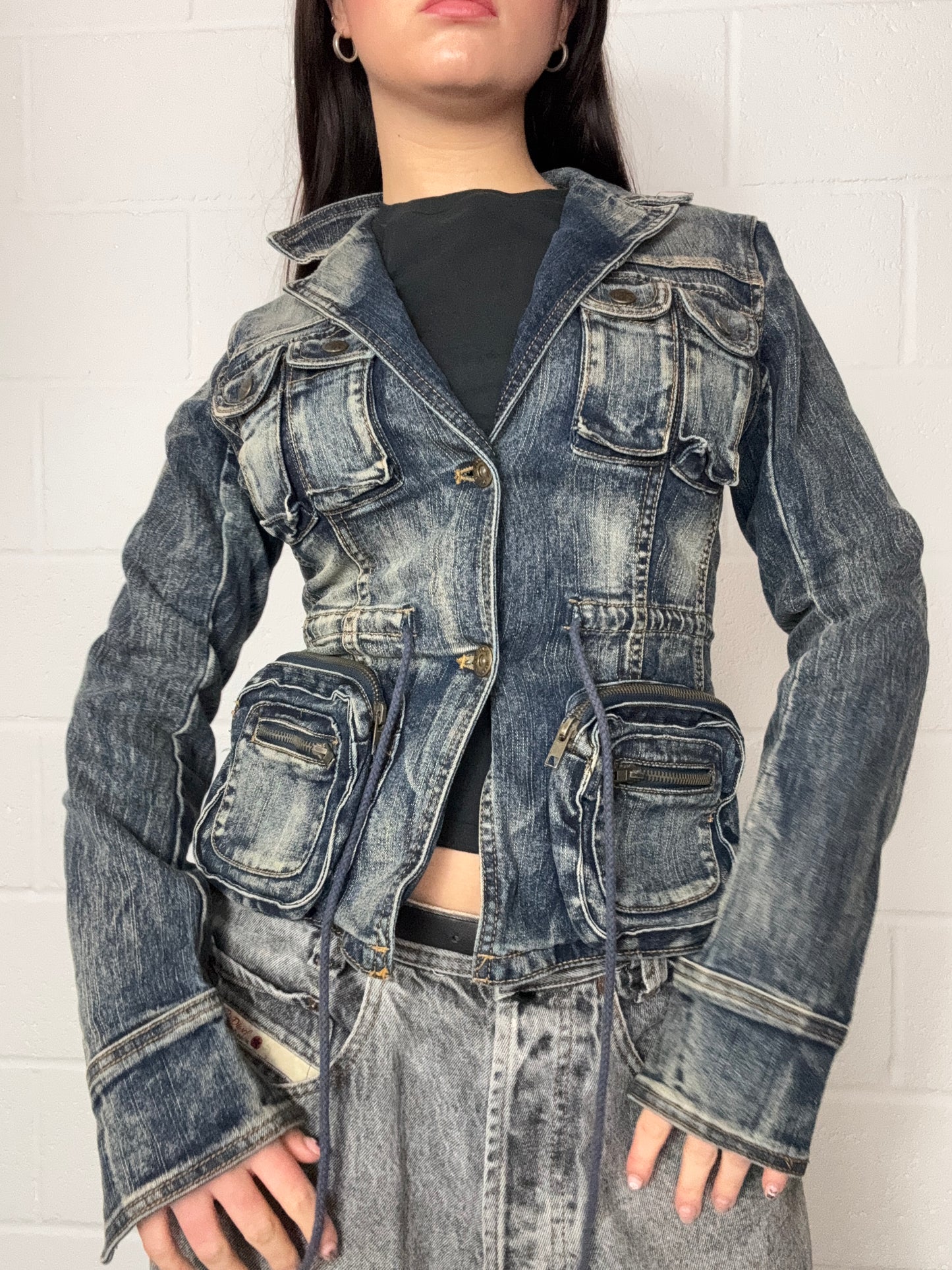 Y2K Cargo Denim Jacket (S)