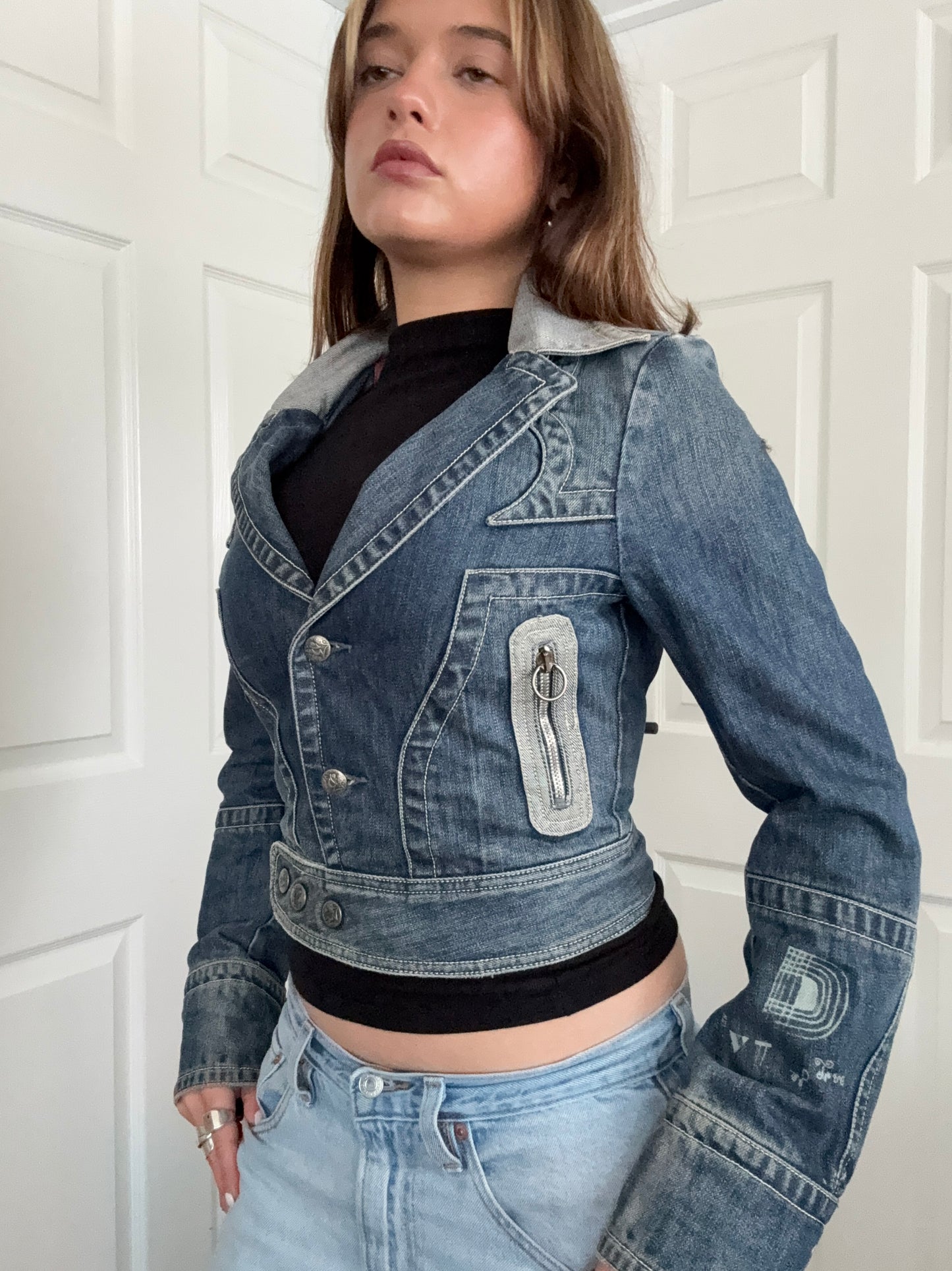 Diesel Cropped Fitted Denim Jacket (S)