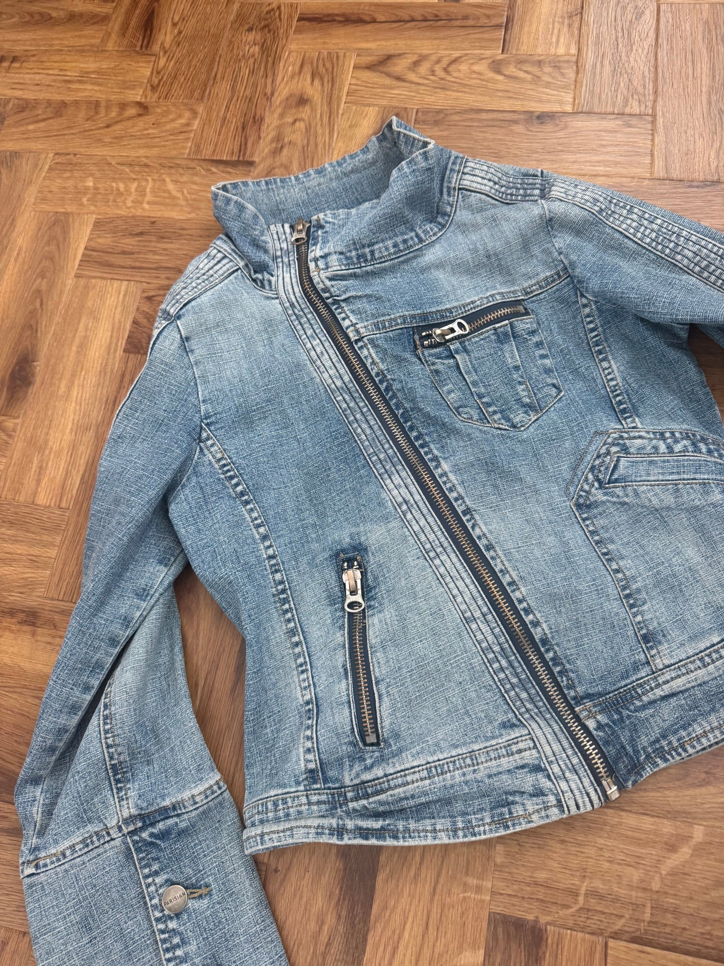 Asymmetrical Y2K Denim Jacket (UK12)