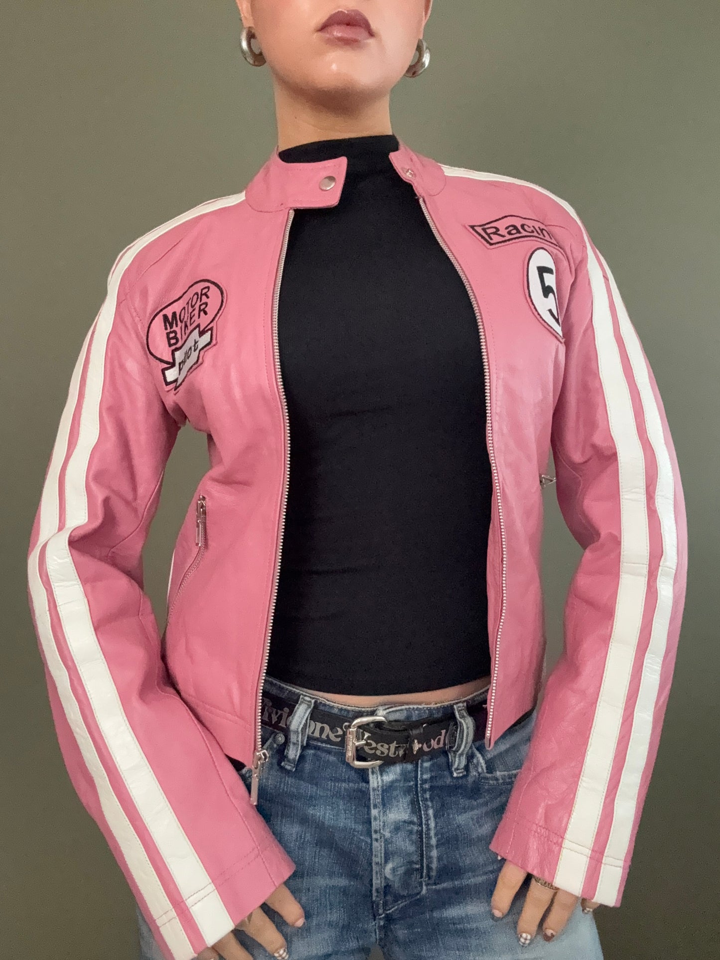 Pink Leather Jacket (UK10)