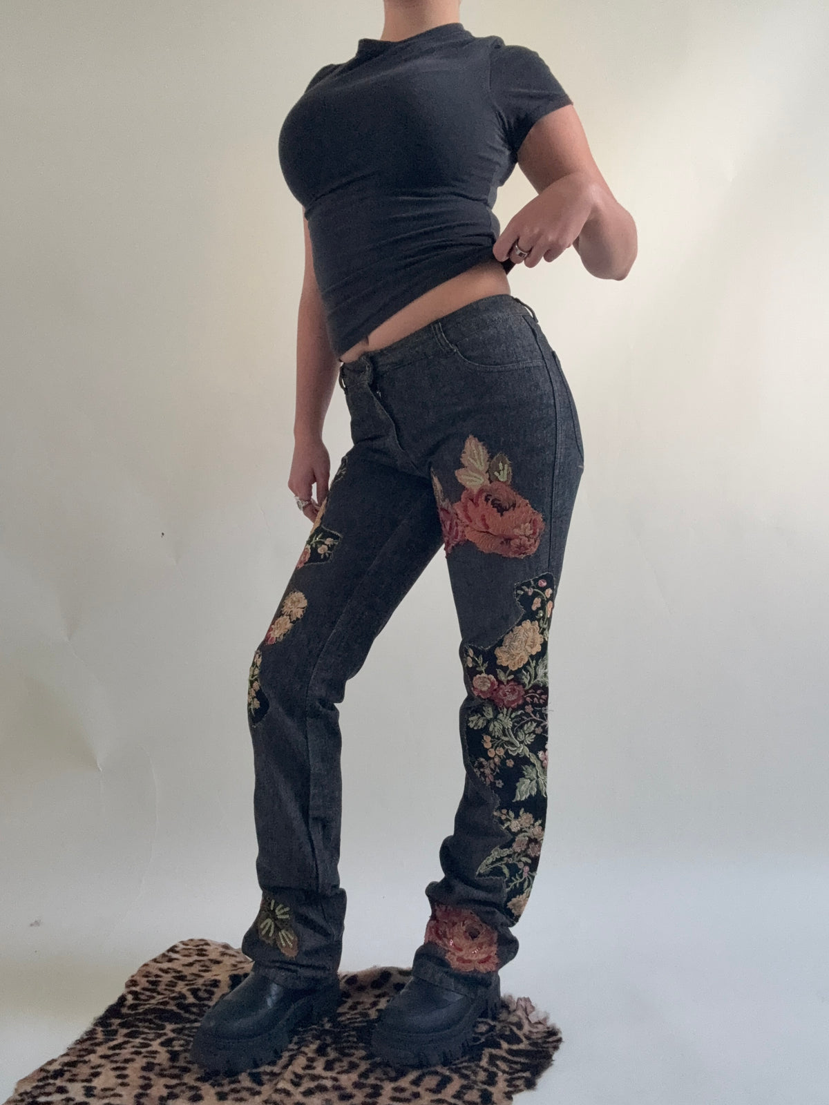 Morgan De Toi Embroidered Patchwork Jeans (S)
