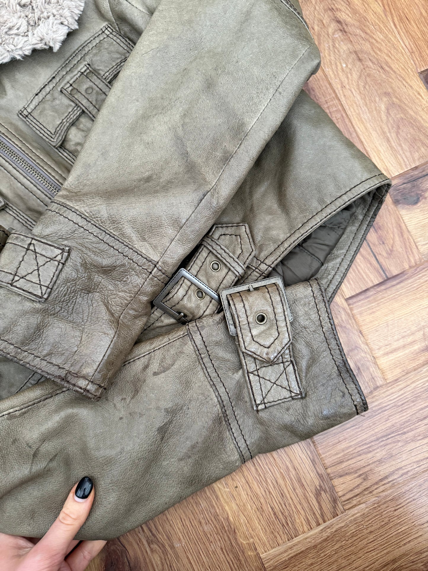Jane Norman Leather Cropped Jacket (UK10)
