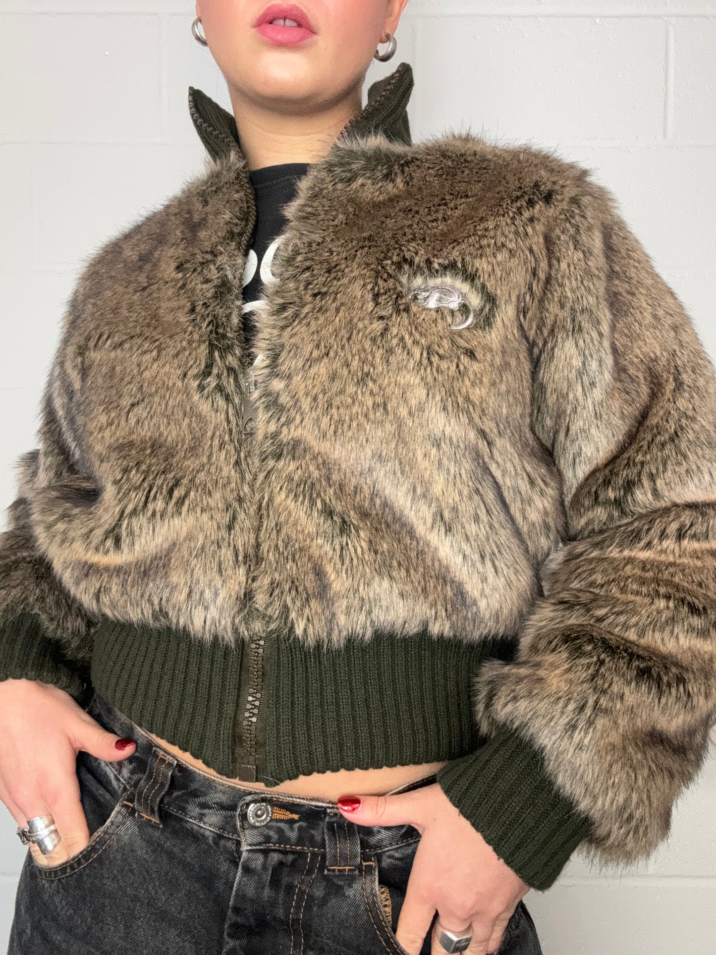 Faux Fur Bomber Jacket (UK12)