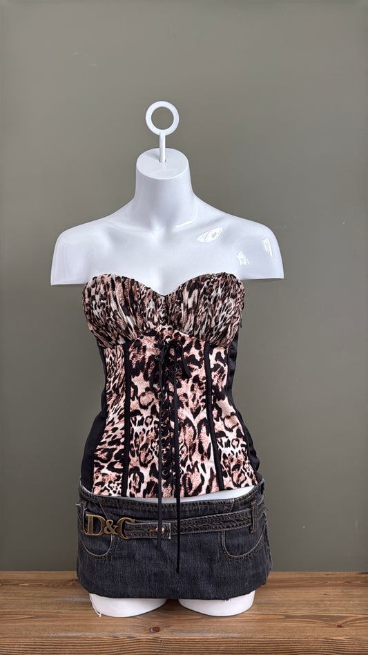 Bebe Leopard Corset Top (M)