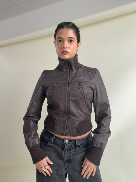 Jane Norman Leather Bomber Jacket (UK10)